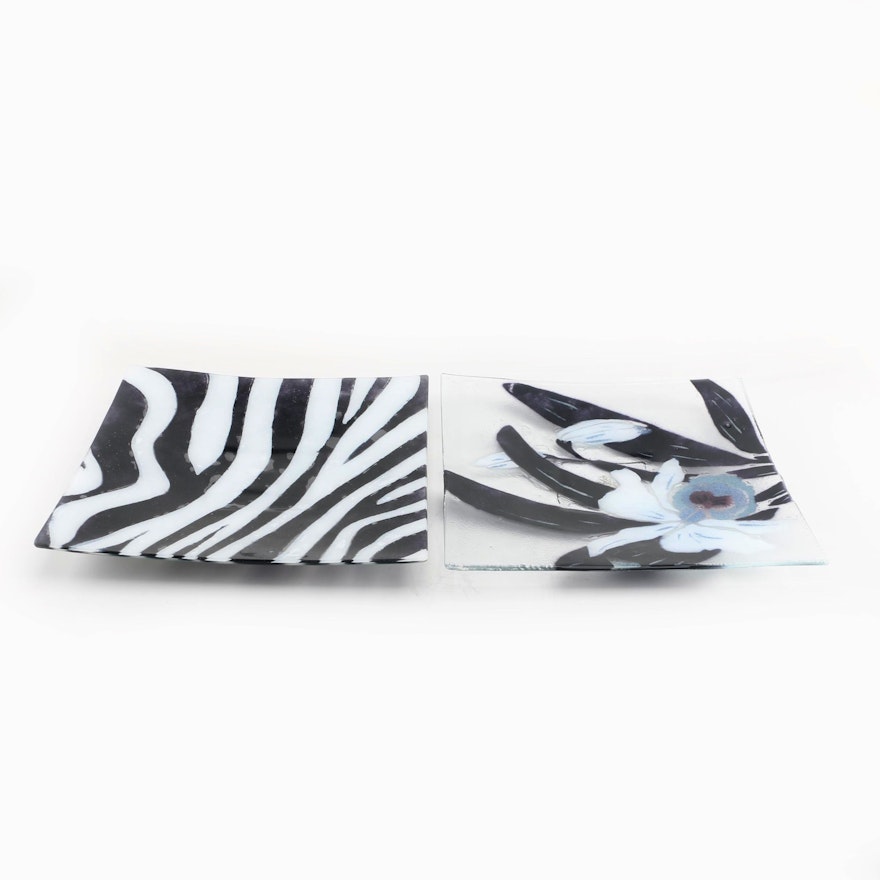 St. Luke Zebra and Iris Decorative Glass Plates