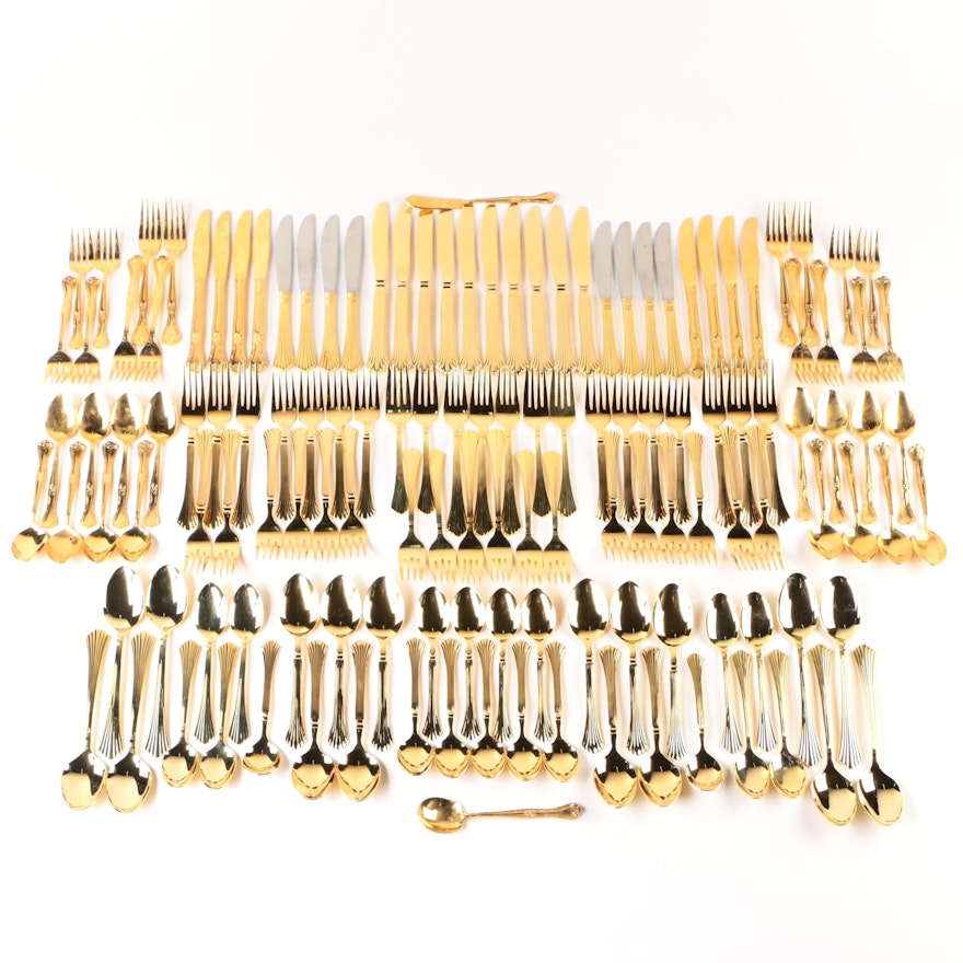 Farberware "Gold Heron" and Rogers Gold Plated Stainless Steel Flatware