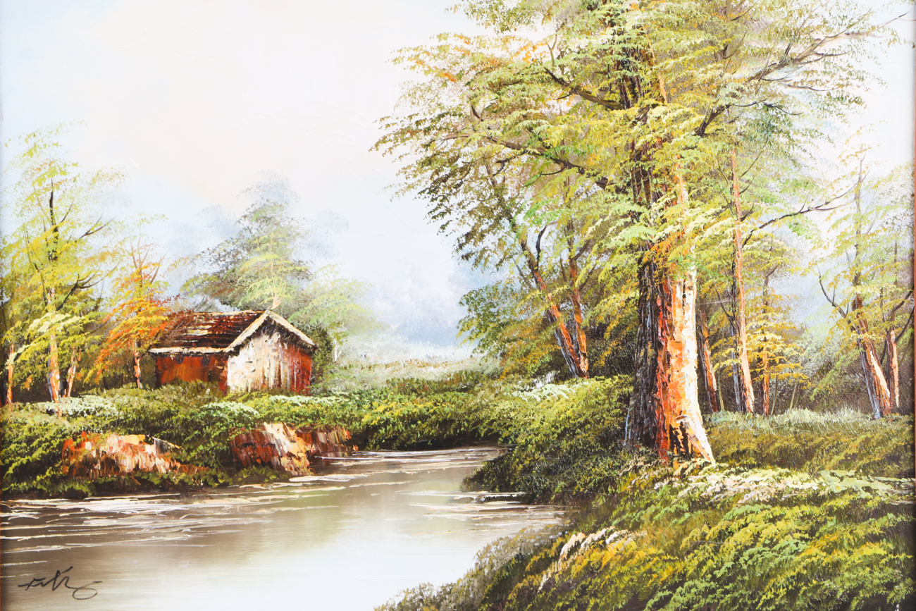 Signed Mid-Century Oil Landscape on Canvas