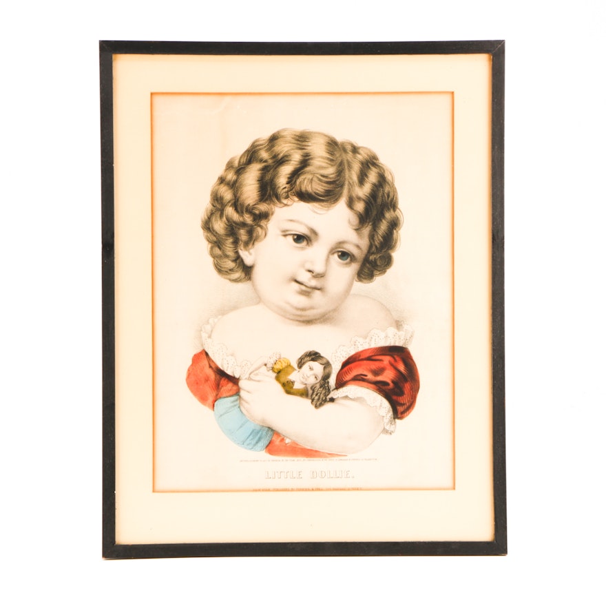 Currier & Ives 1872 Hand-Colored Lithograph "Little Dollie"