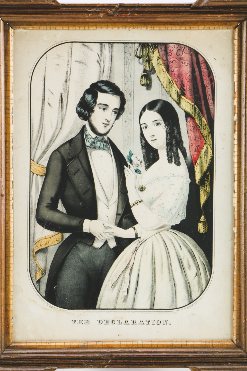 Nathaniel Currier 1846 Hand-Colored Lithograph "The Declaration"