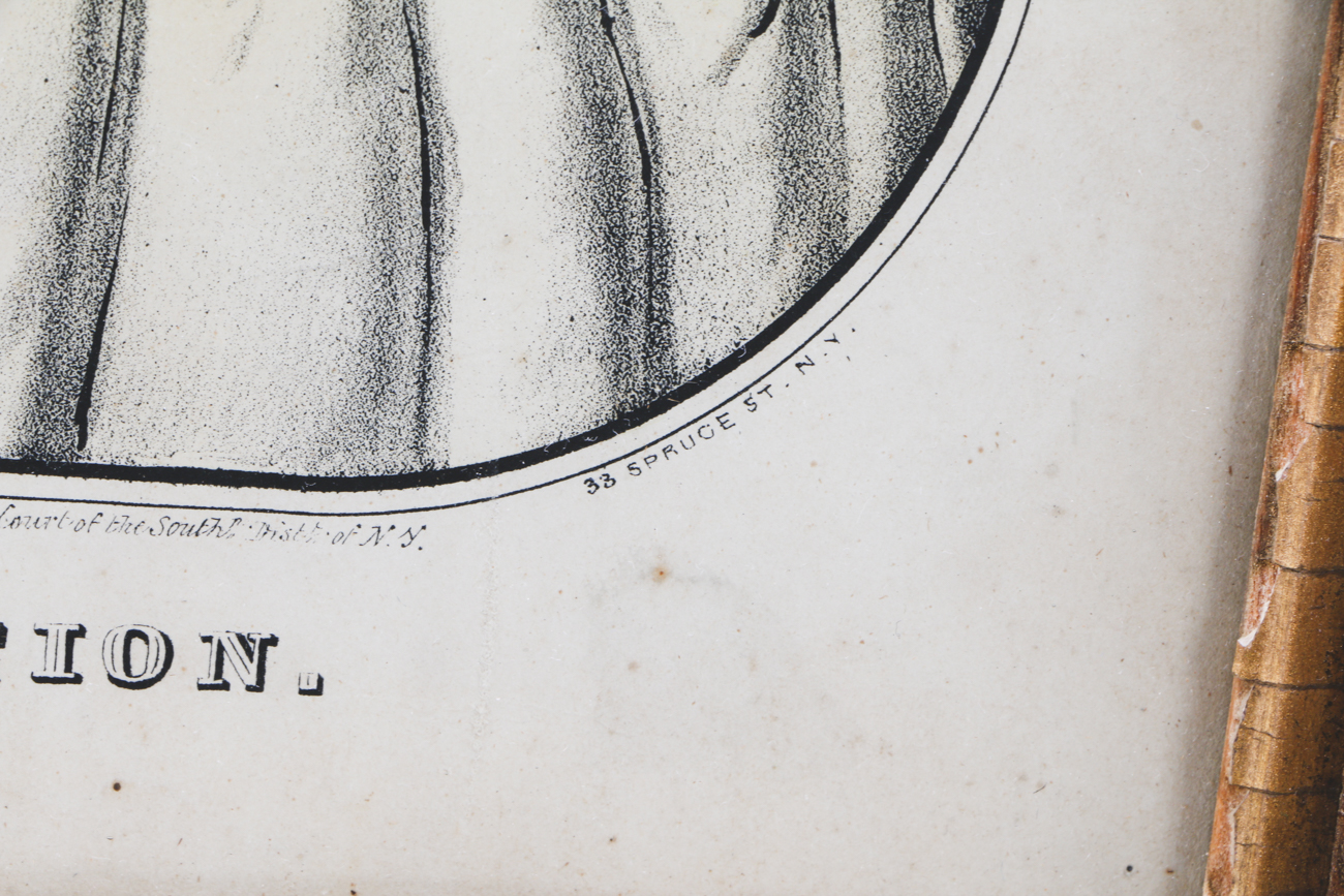 Nathaniel Currier 1846 Hand-Colored Lithograph "The Declaration"