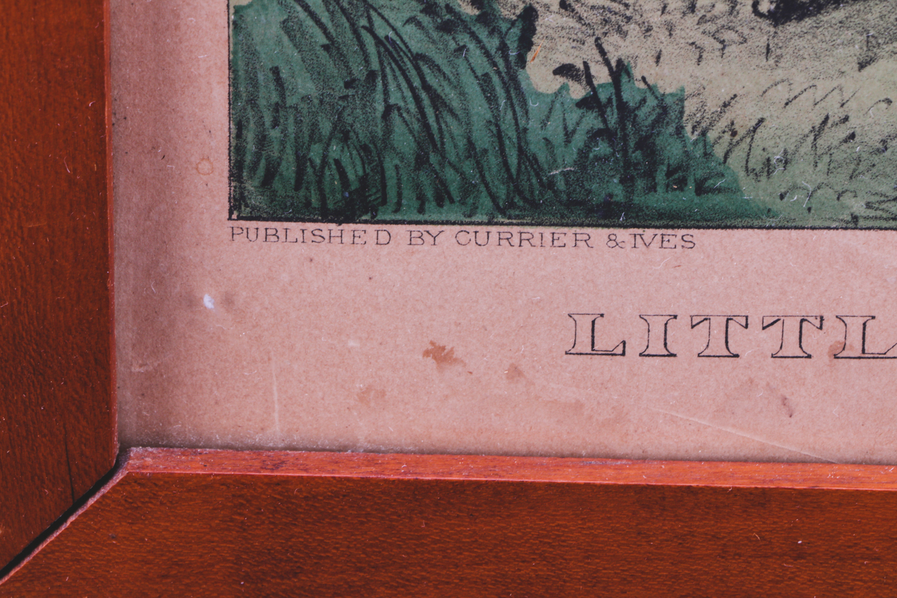 Currier & Ives 1875 Hand-Colored Lithograph "Little Brothers"