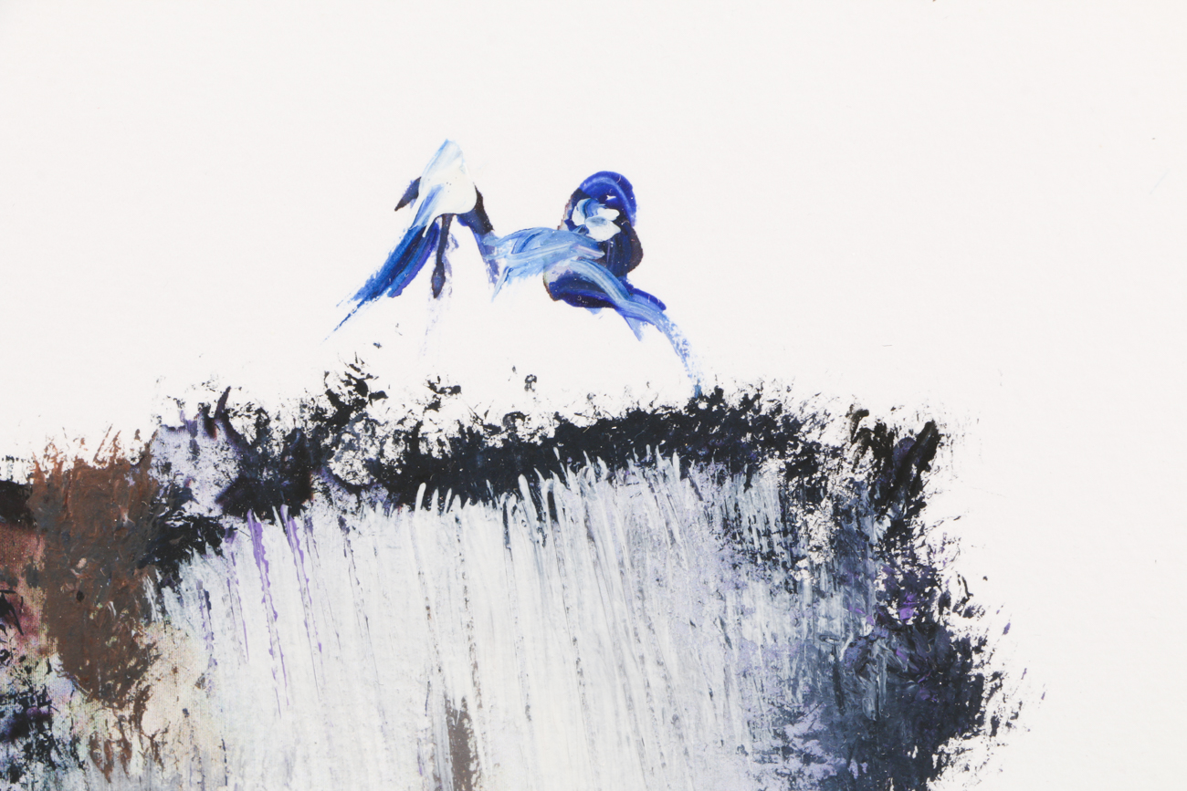 Robert Lackney Mixed Media Acrylic on Paper "Waterfall Dream Memory"