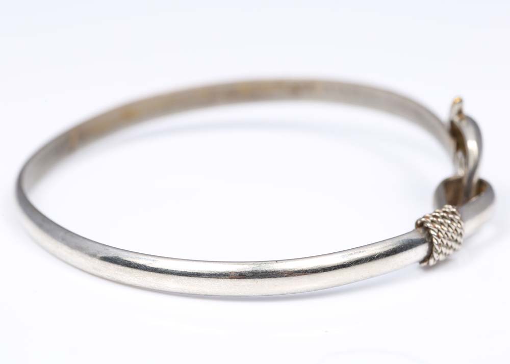 Sterling Silver Dolphin Bangle Bracelet