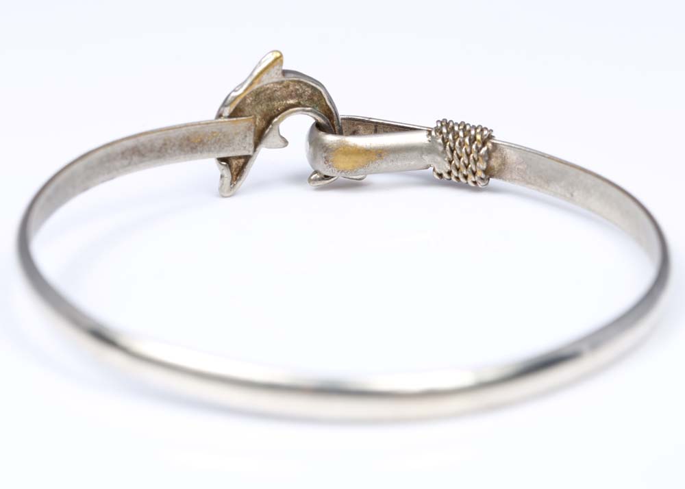 Sterling Silver Dolphin Bangle Bracelet