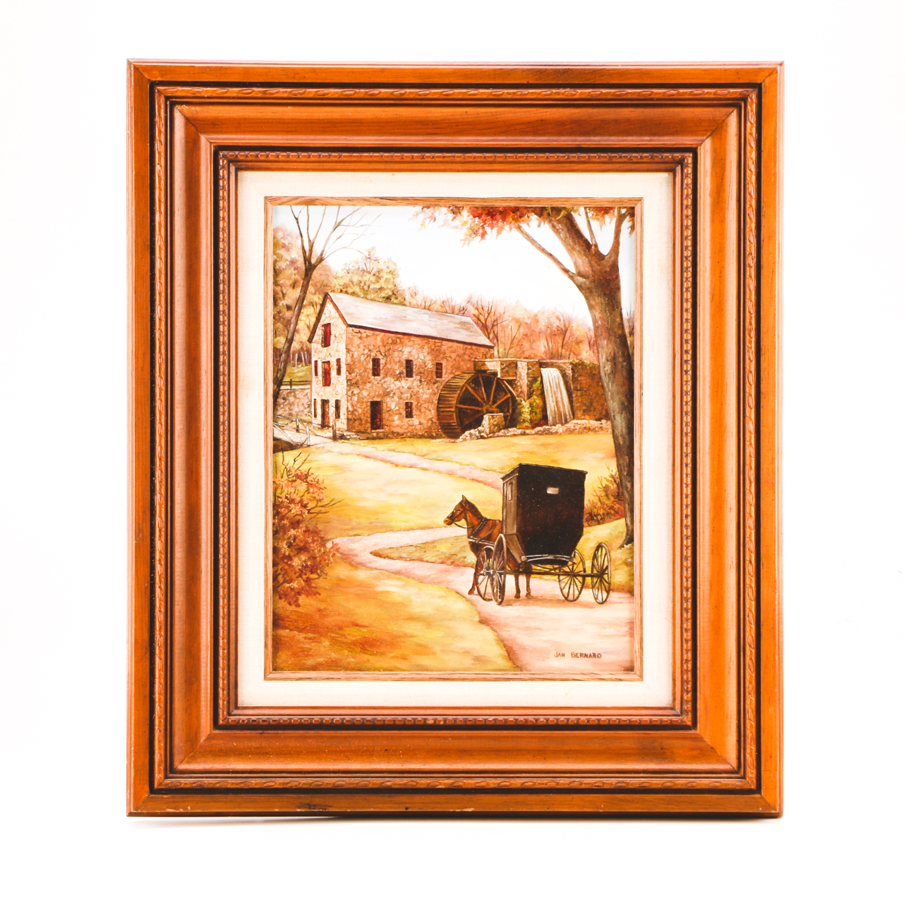 Jan Bernard Original Oil Landscape with Horse & Buggy on Canvas