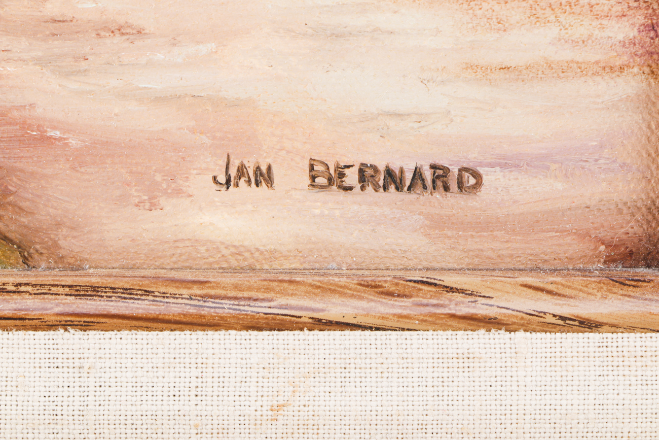 Jan Bernard Original Oil Landscape with Horse & Buggy on Canvas