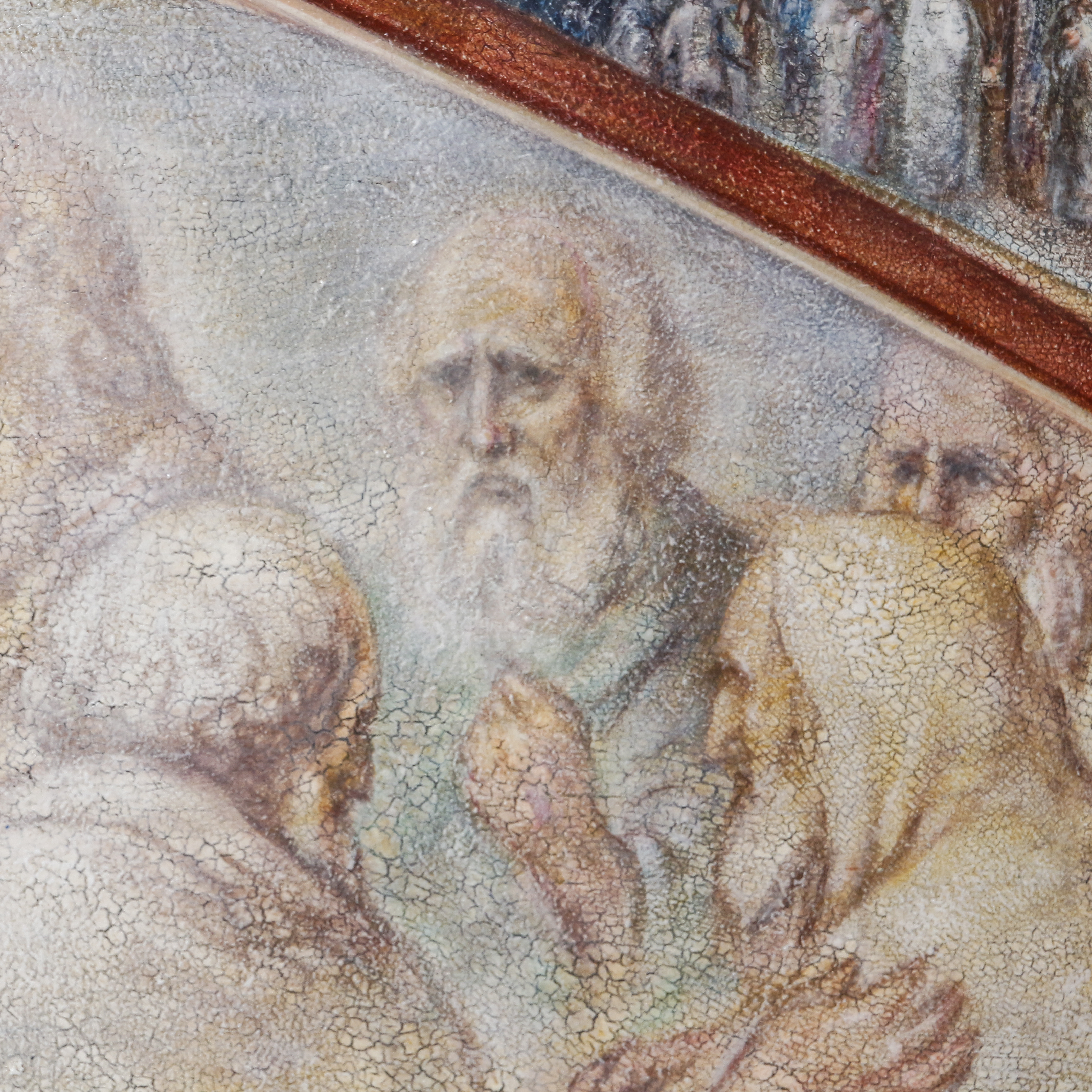 Hermushio Rembrud Large Oil Painting on Board With Scenes of the Life of Christ