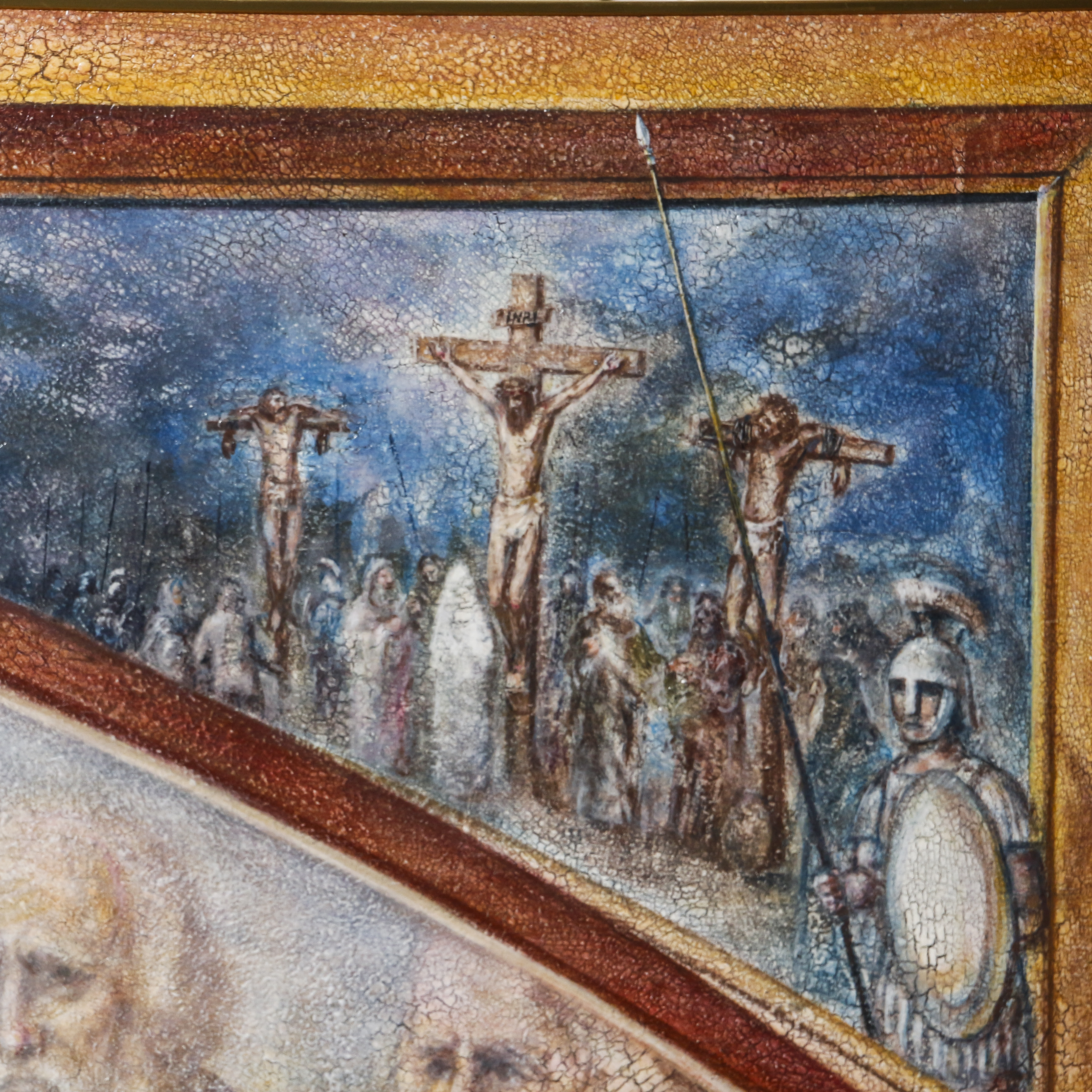 Hermushio Rembrud Large Oil Painting on Board With Scenes of the Life of Christ