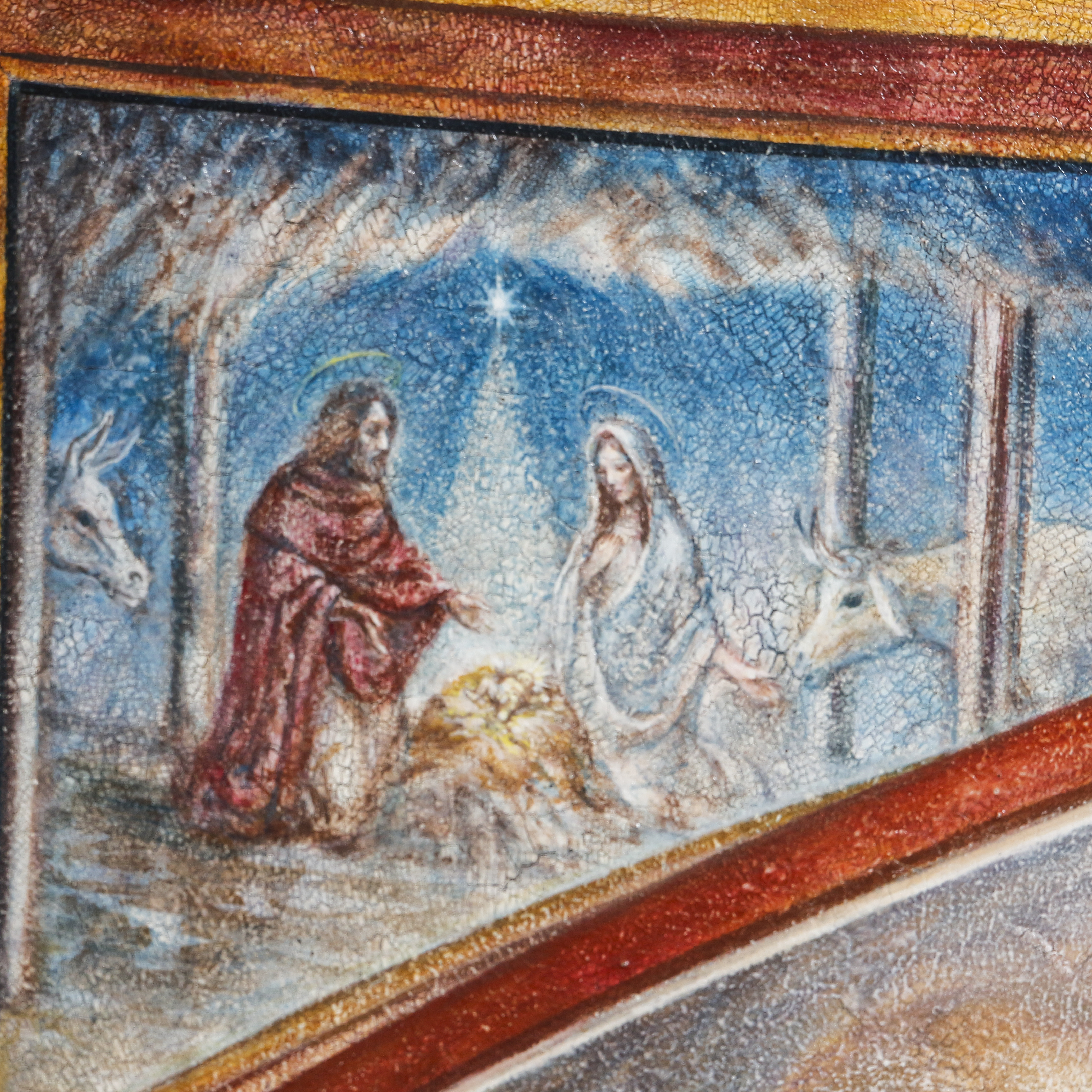 Hermushio Rembrud Large Oil Painting on Board With Scenes of the Life of Christ