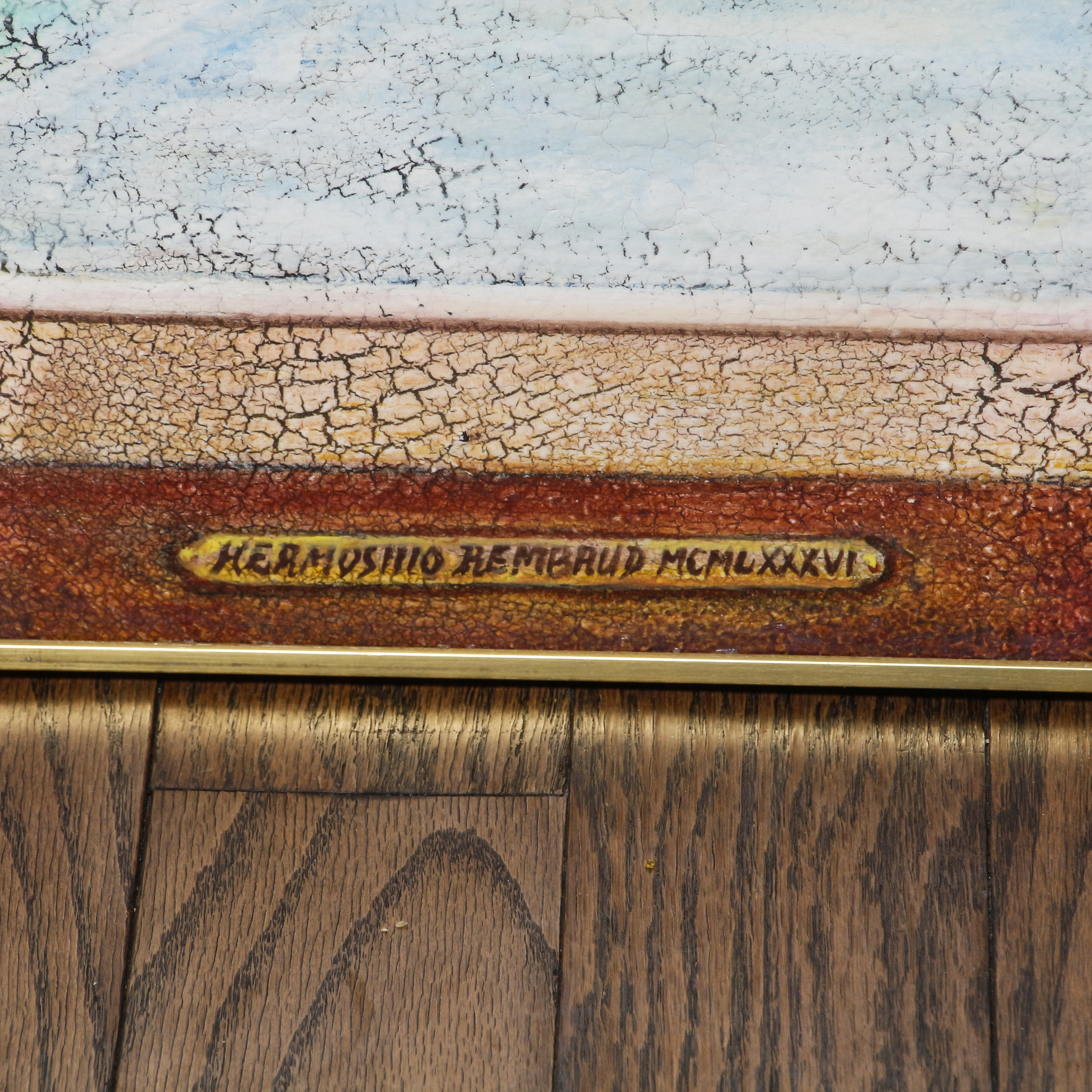 Hermushio Rembrud Large Oil Painting on Board With Scenes of the Life of Christ