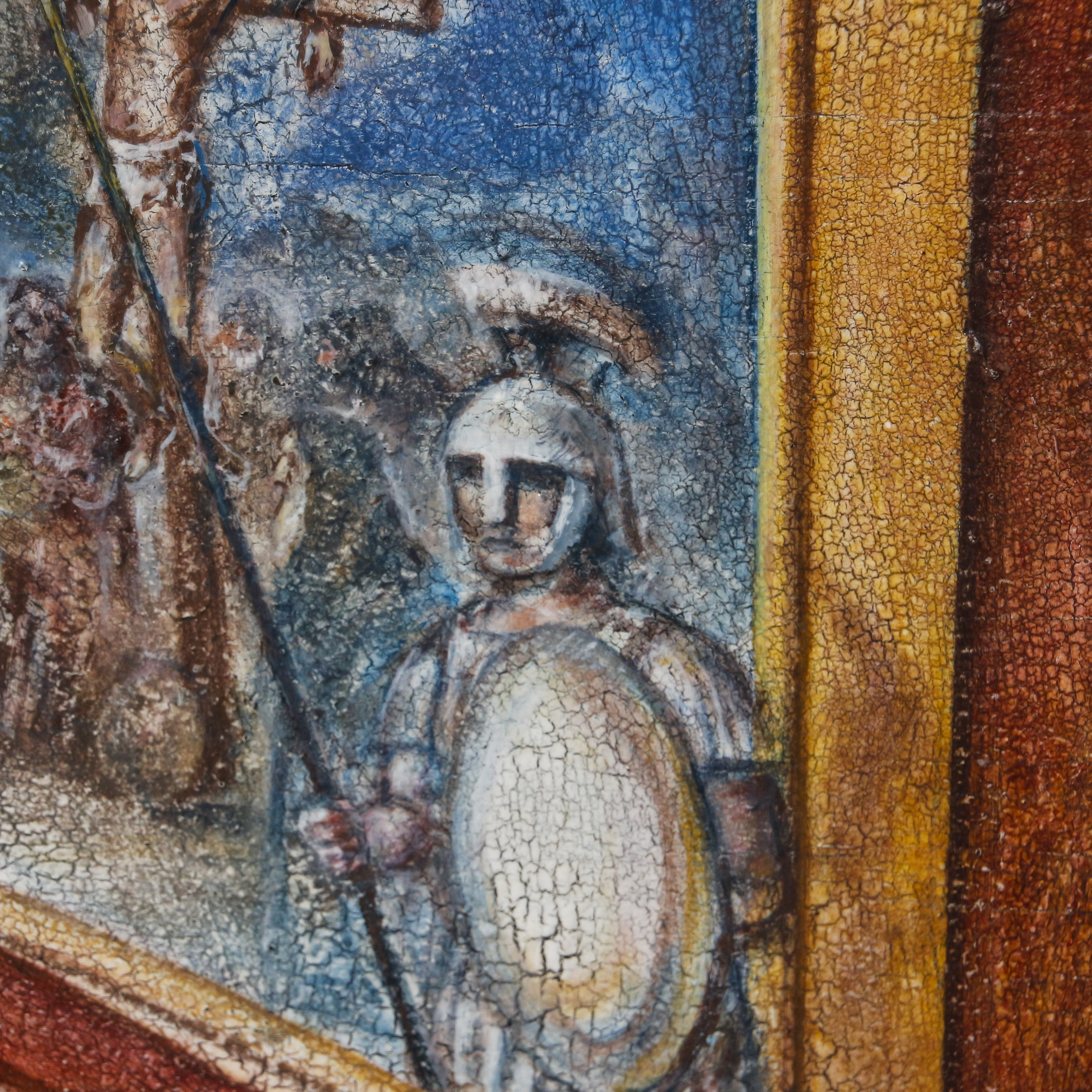 Hermushio Rembrud Large Oil Painting on Board With Scenes of the Life of Christ