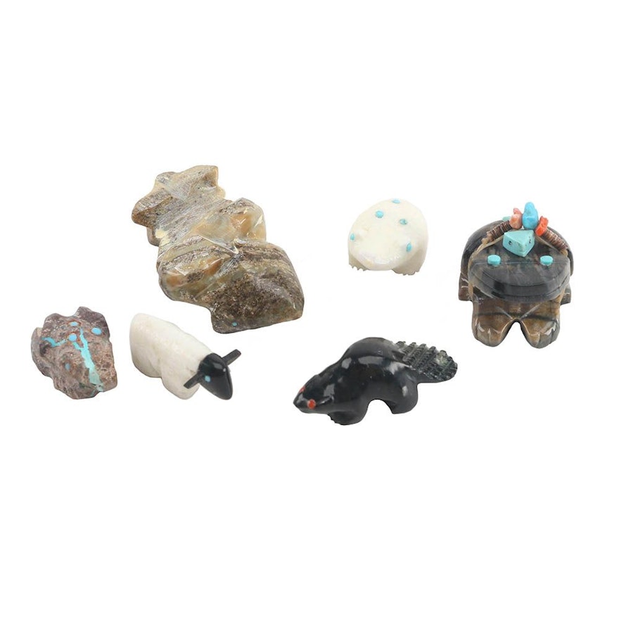 Hand Carved Zuni and Zuni Inspired Carved Stone Animal Fetishes