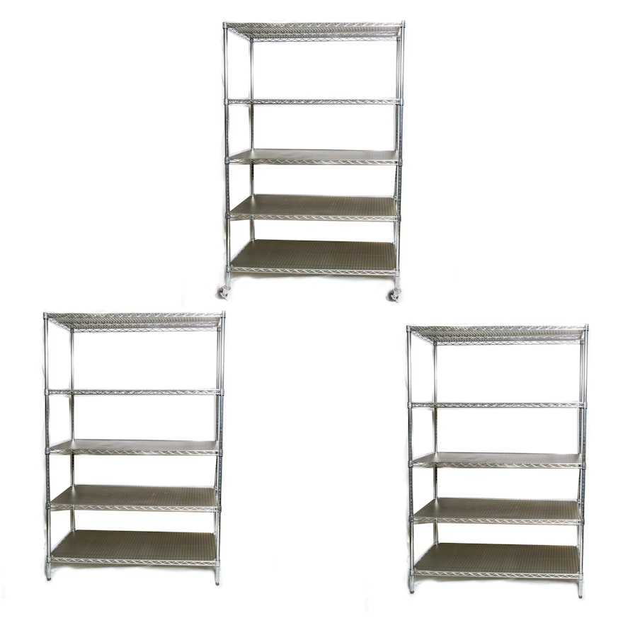 Set of Three Metal Shelving Racks