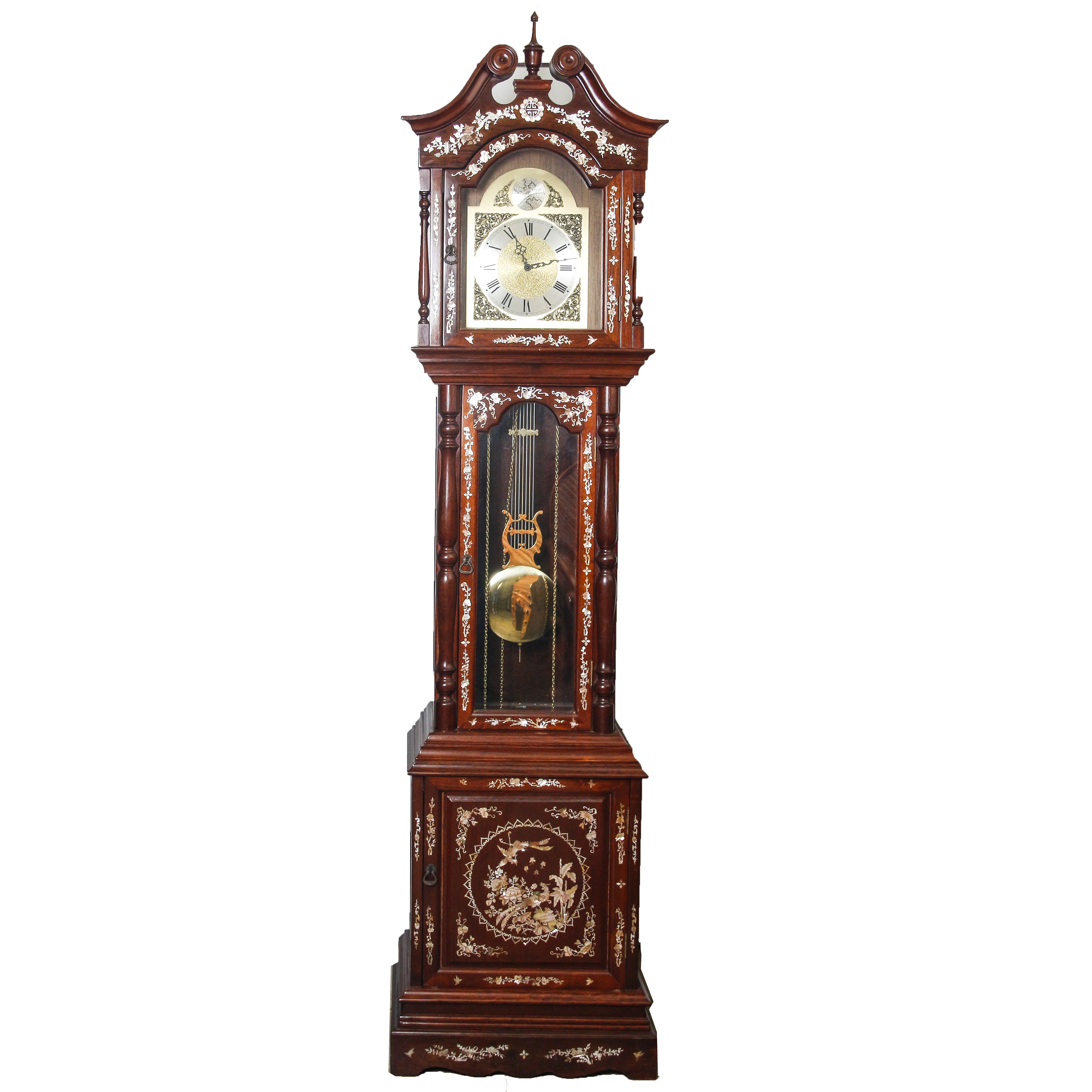 Chinoiserie Wai Hing Mother of Pearl Inlaid Grandfather Clock