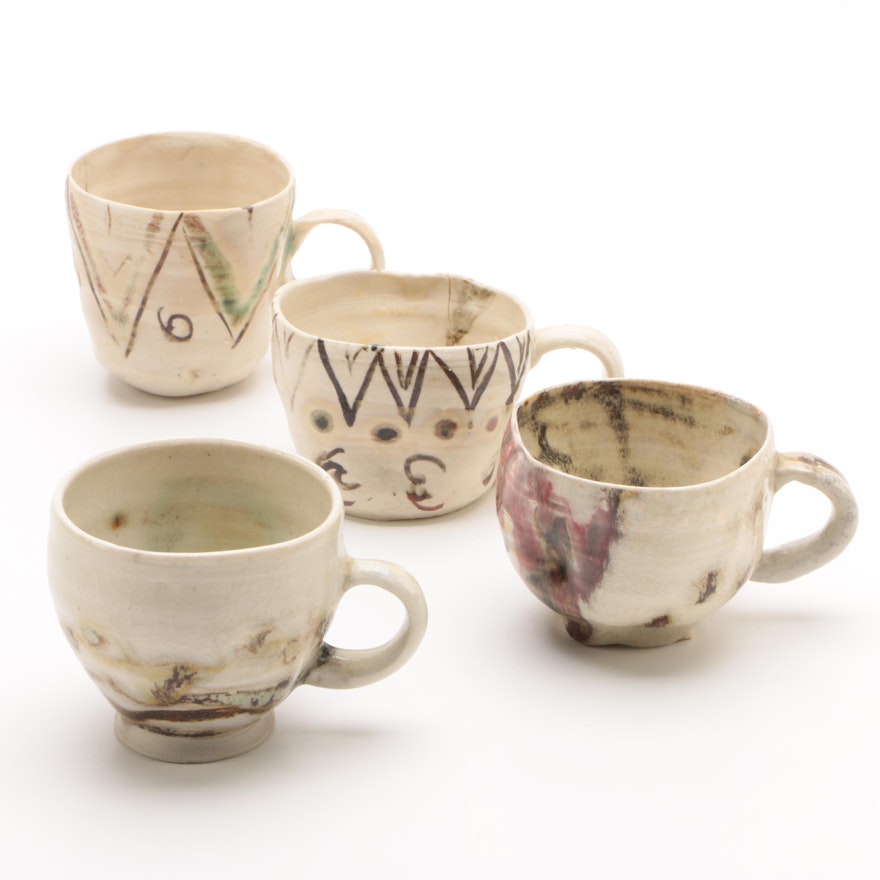 Signed Thrown and Altered Porcelain Coffee Cups