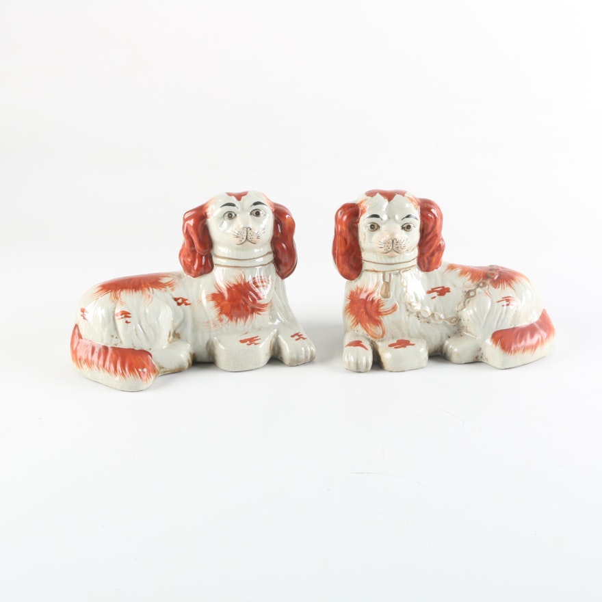 Staffordshire-Style Ceramic Spaniel Figurines