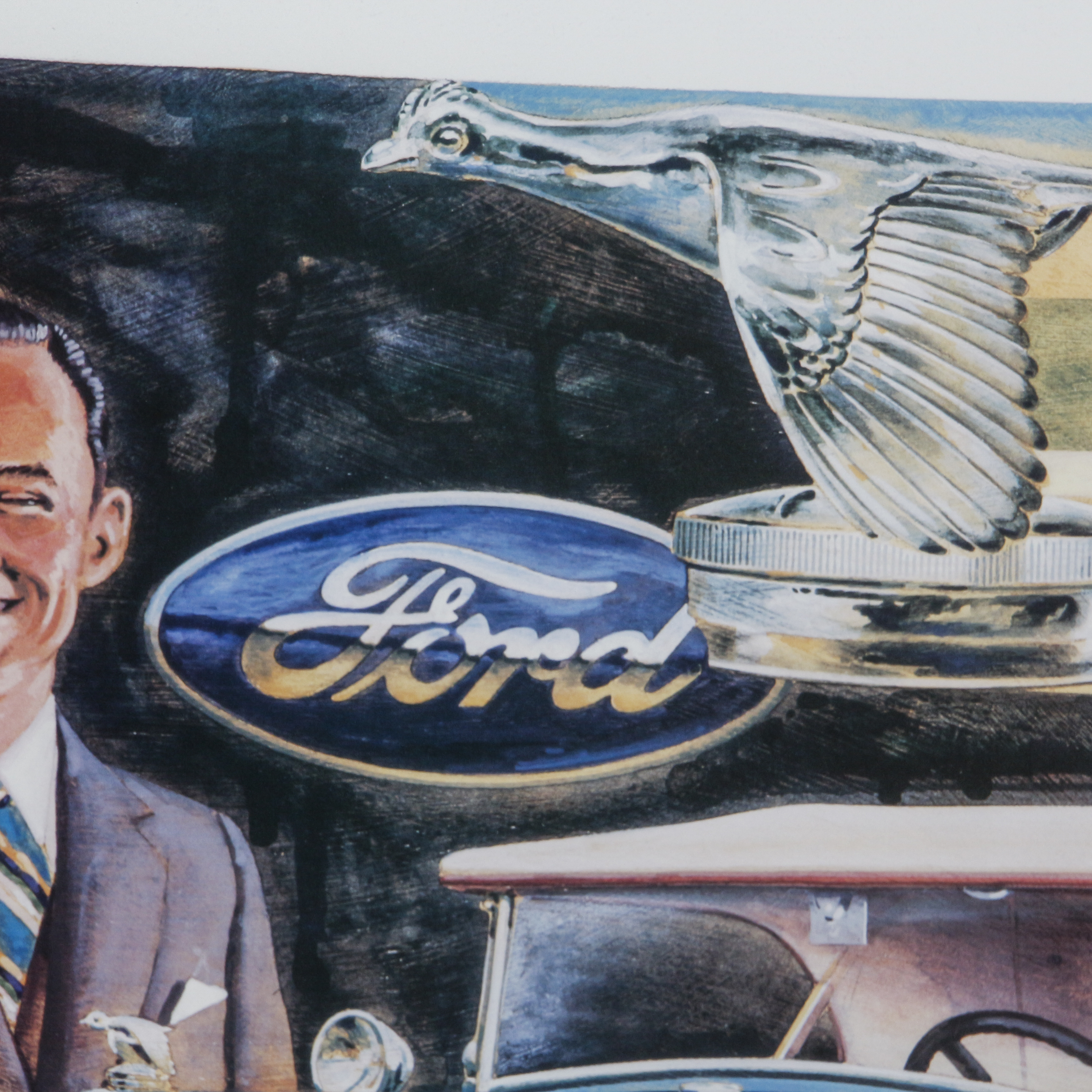Offset Lithograph of Henry and Edsel Ford with Model A
