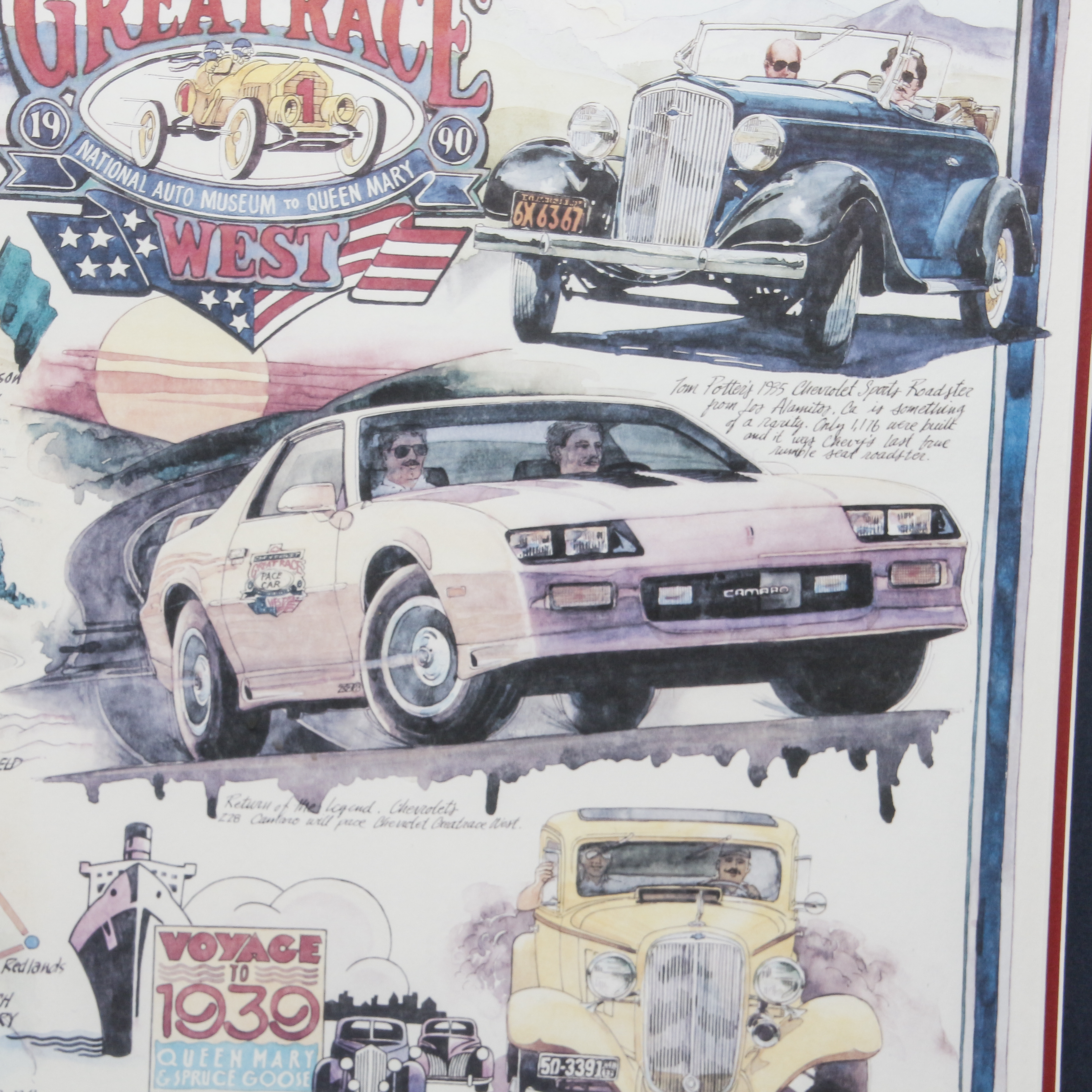 1990 Poster for Great Race West National Auto Museum to Queen Mary