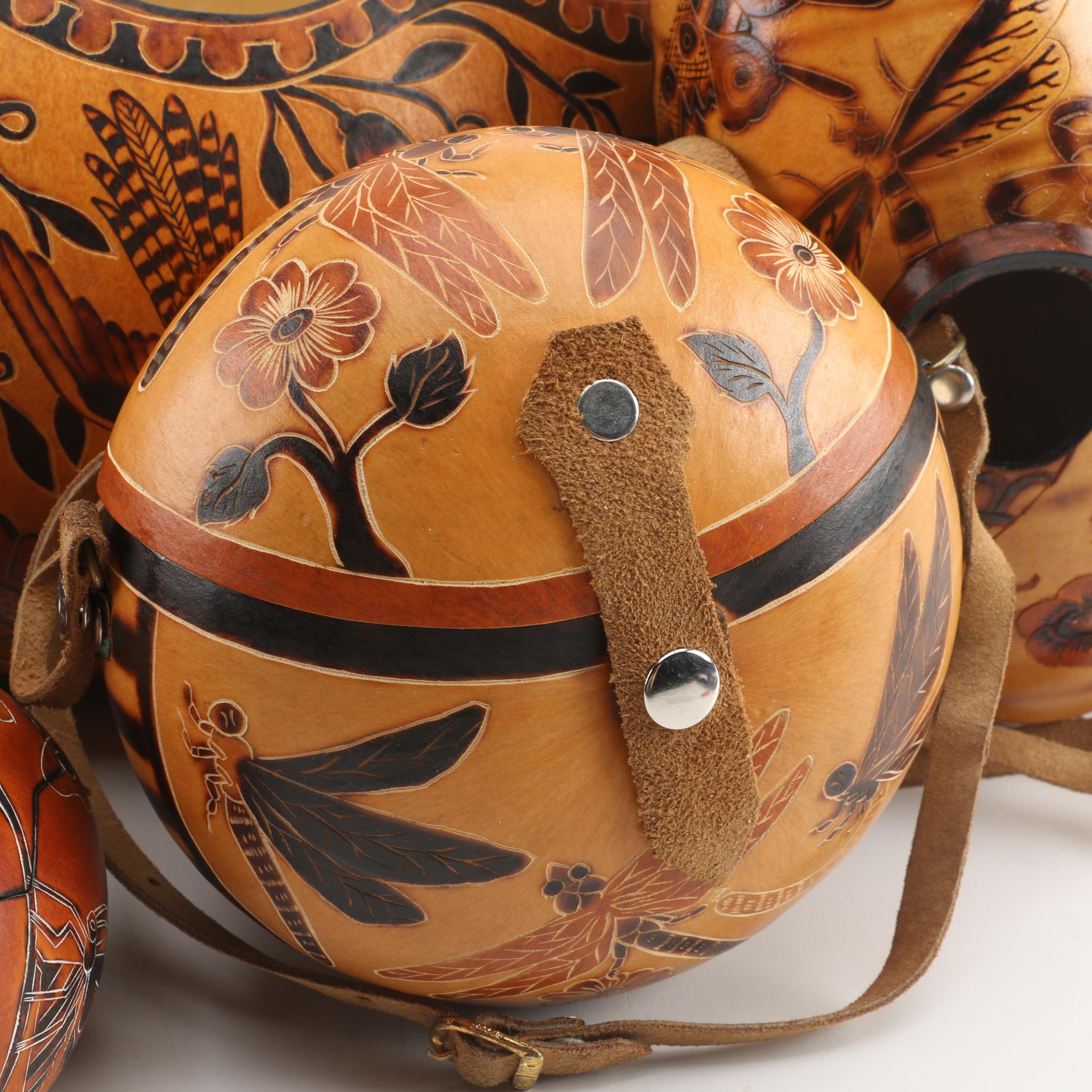 Handmade Lucuma Designs Peruvian Carved Gourds