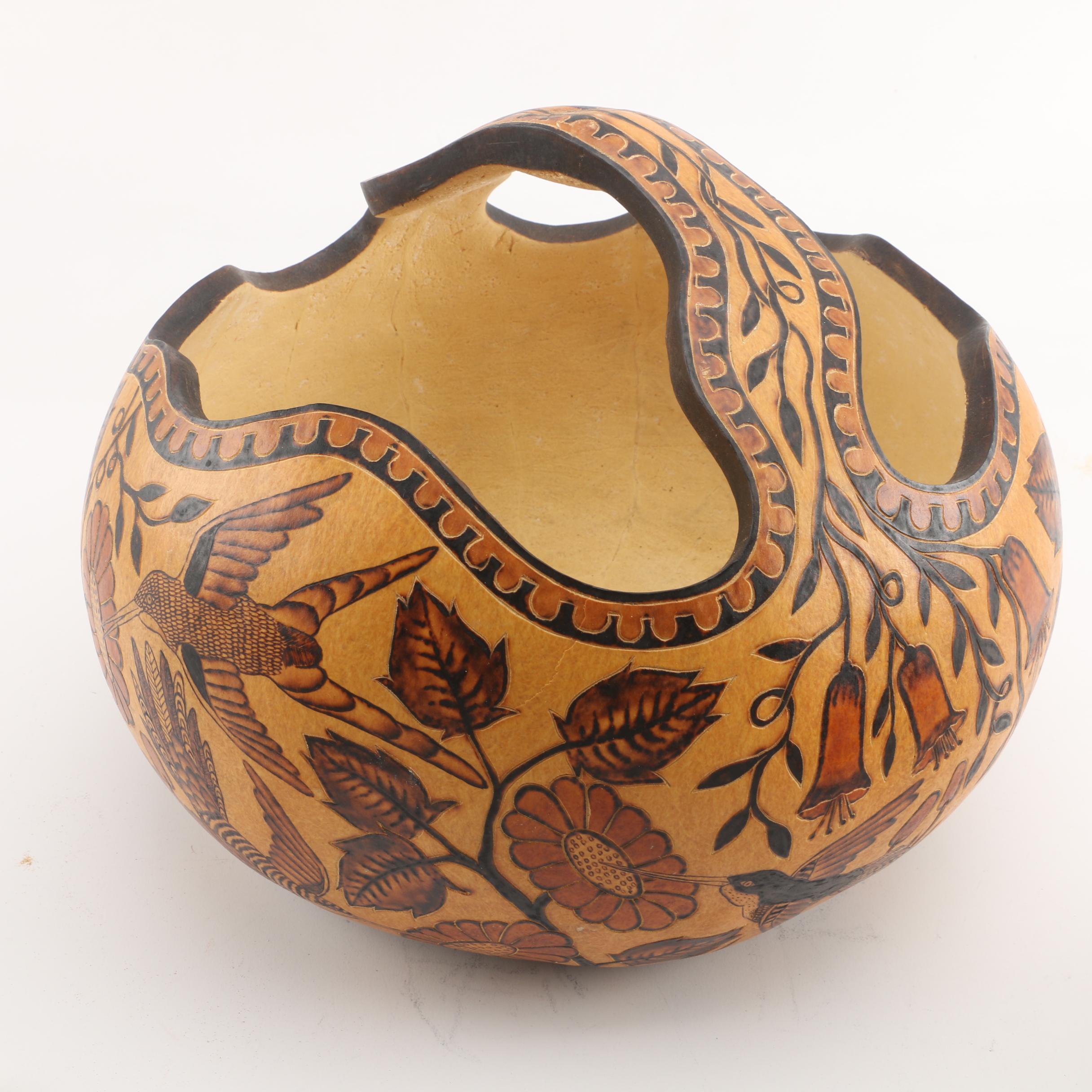 Handmade Lucuma Designs Peruvian Carved Gourds