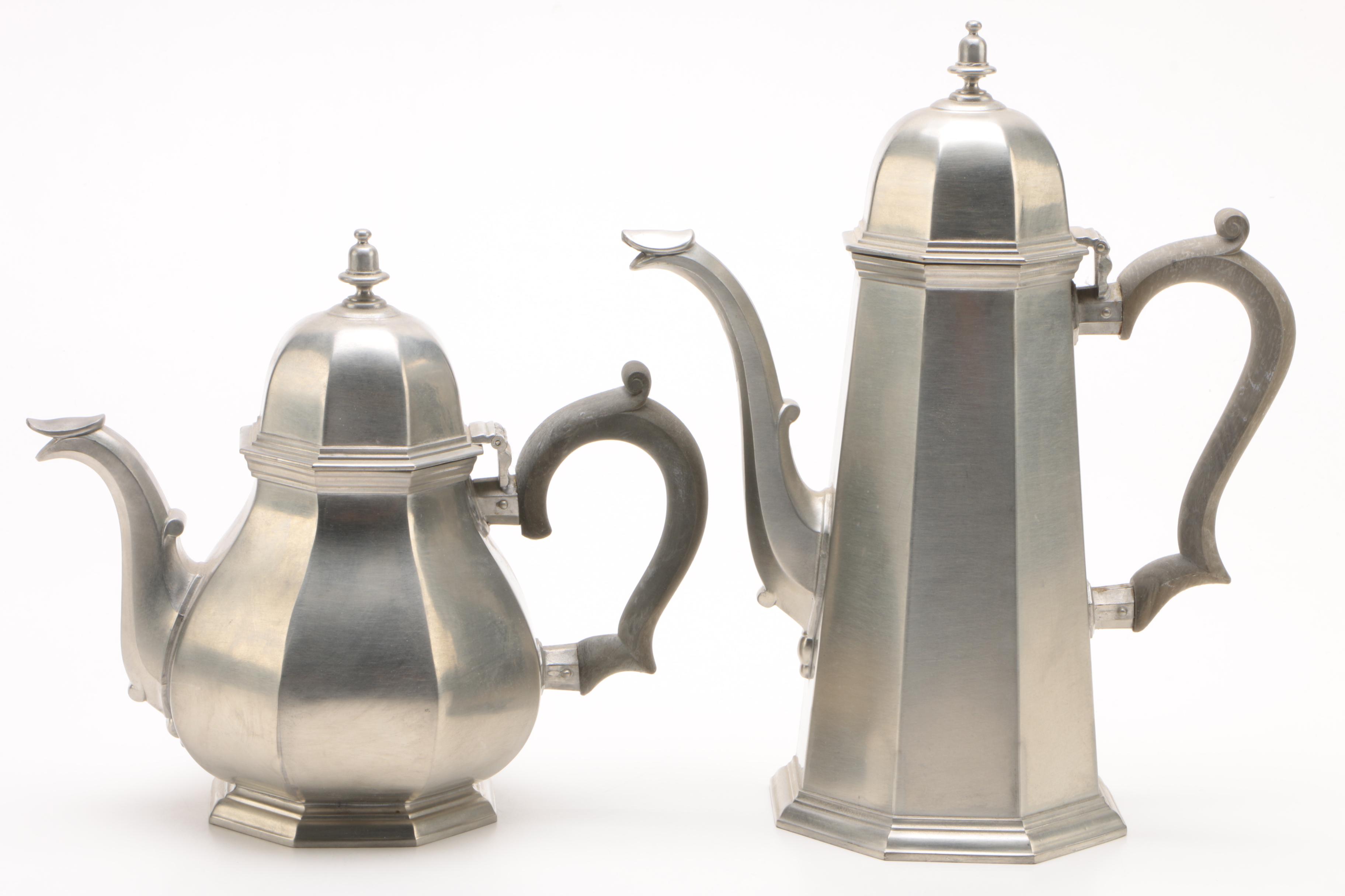 Vintage Gorham Pewter "Octette" Tea and Coffee Service Set with Tray