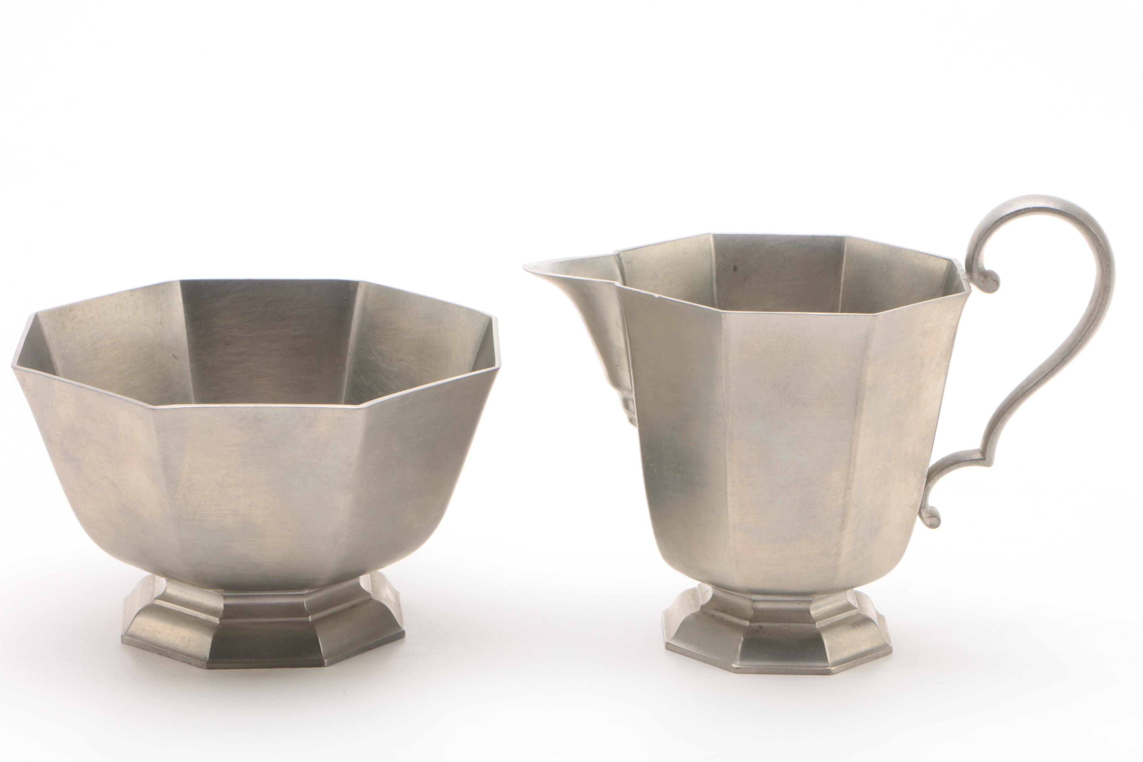 Vintage Gorham Pewter "Octette" Tea and Coffee Service Set with Tray