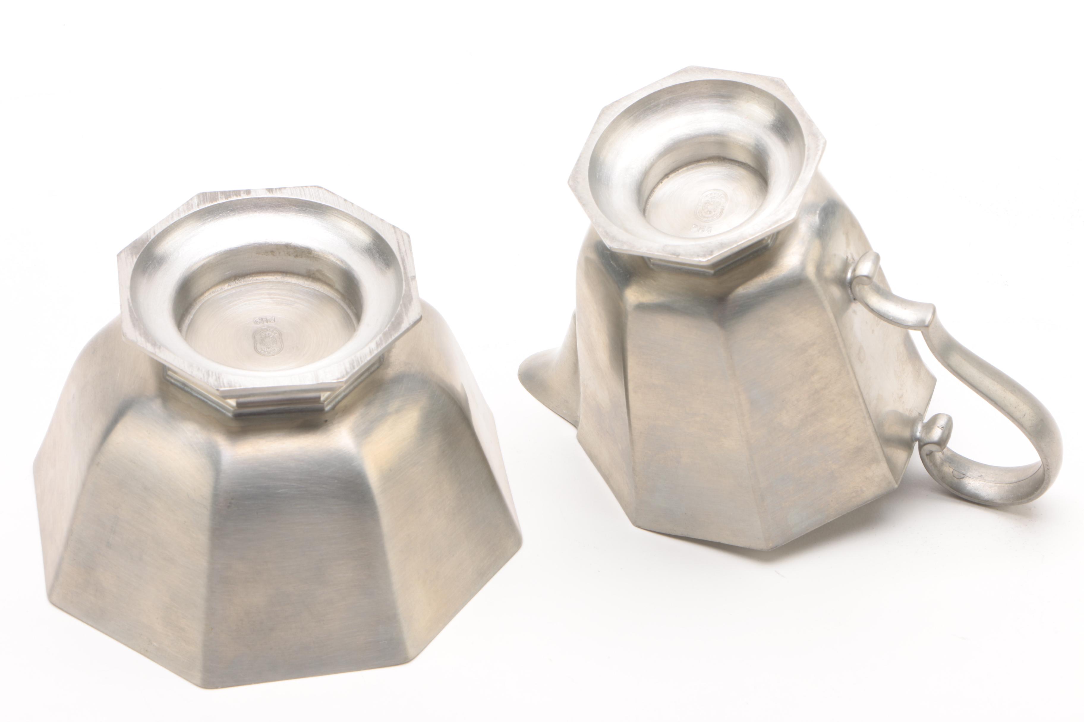 Vintage Gorham Pewter "Octette" Tea and Coffee Service Set with Tray