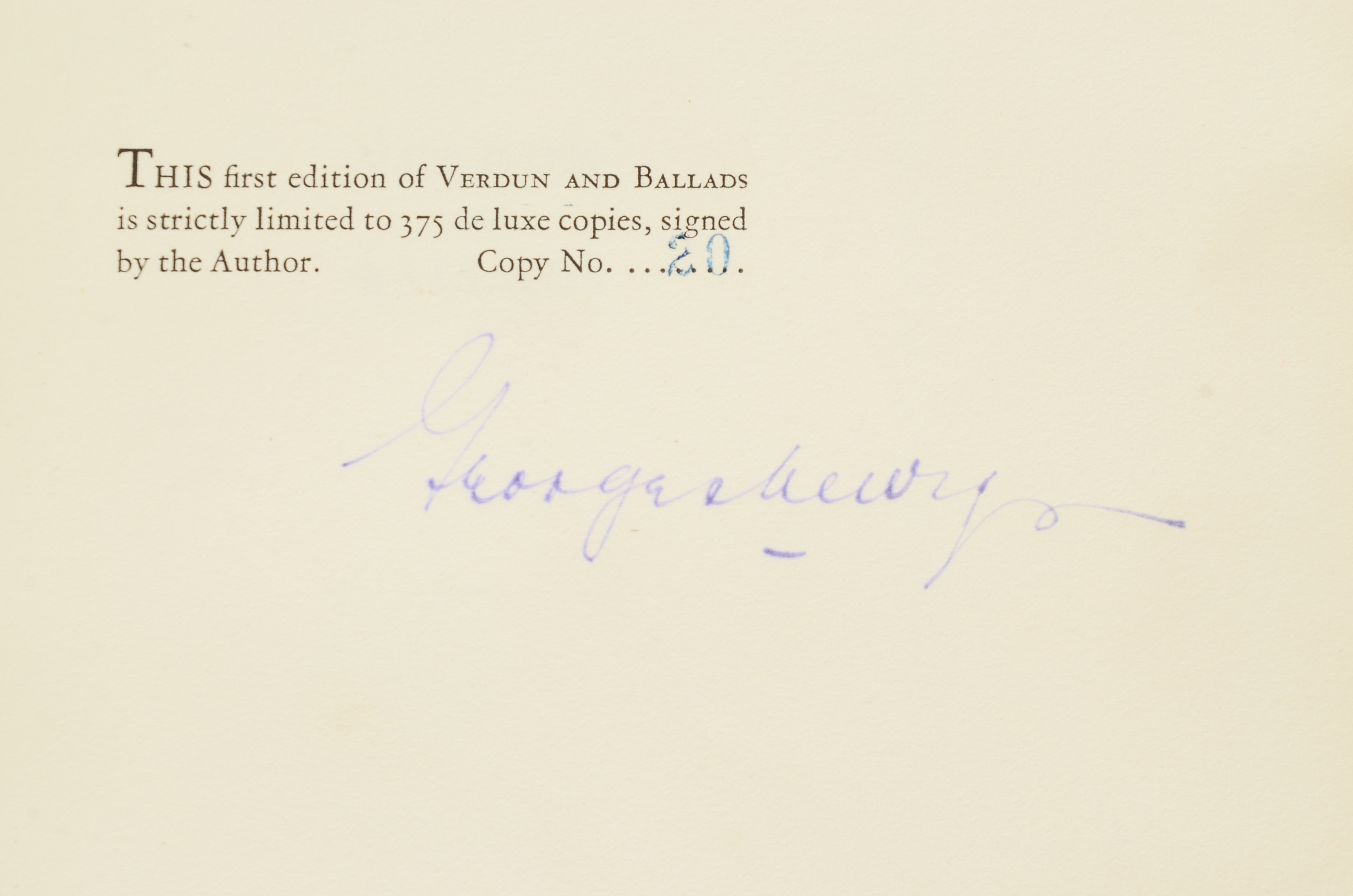 Signed Limited Edition "Epic of Verdun and Ballads of France" by Georges Lewys