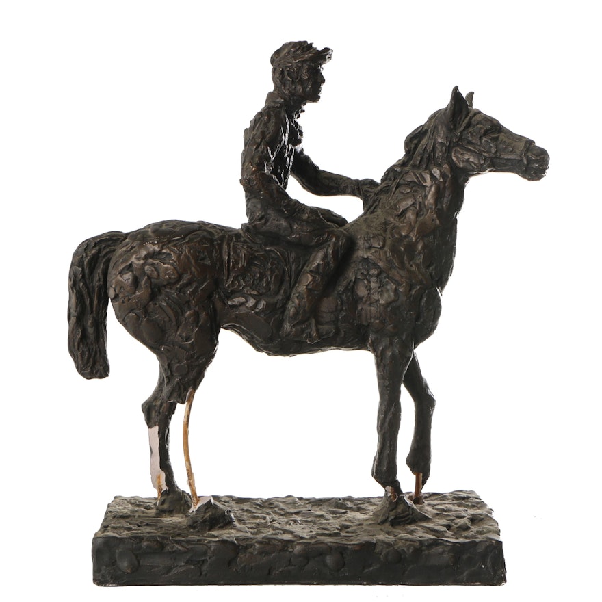 Austin Productions Plaster Sculpture of a Horse and Rider