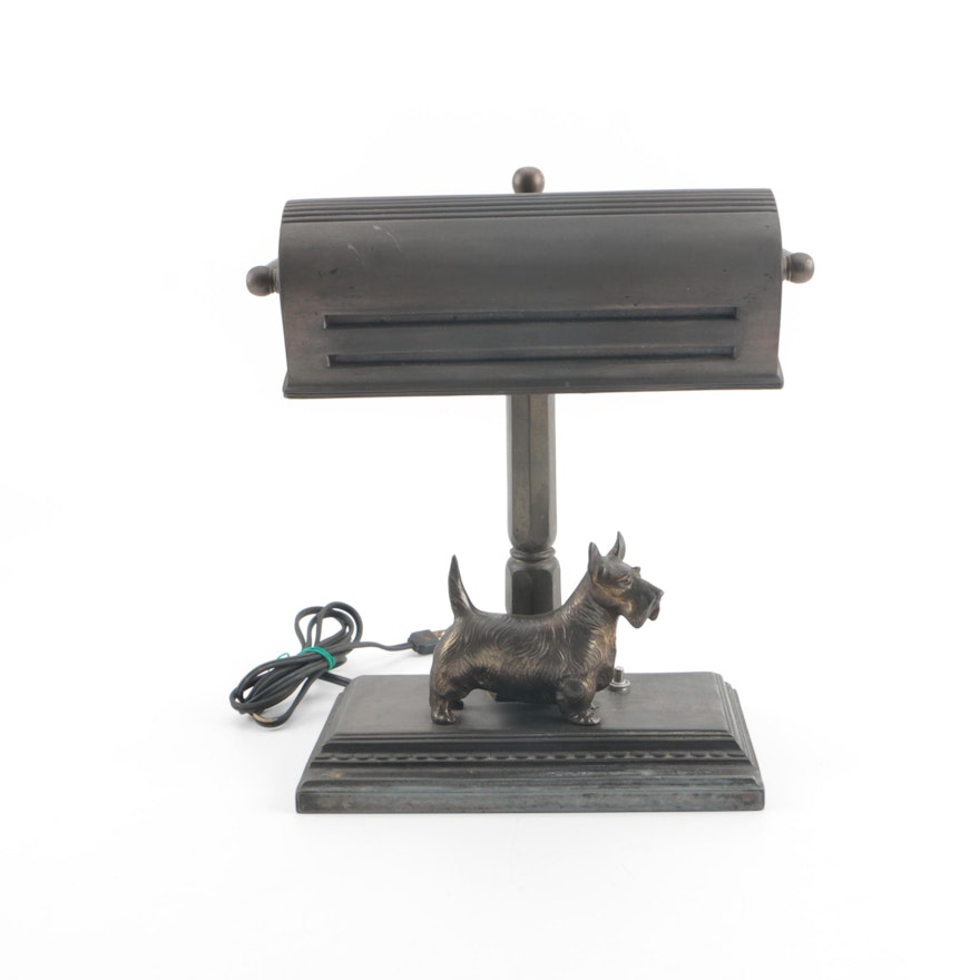 1920s-1930s Frankart Inc. Art Deco Scottish Terrier Desk Lamp