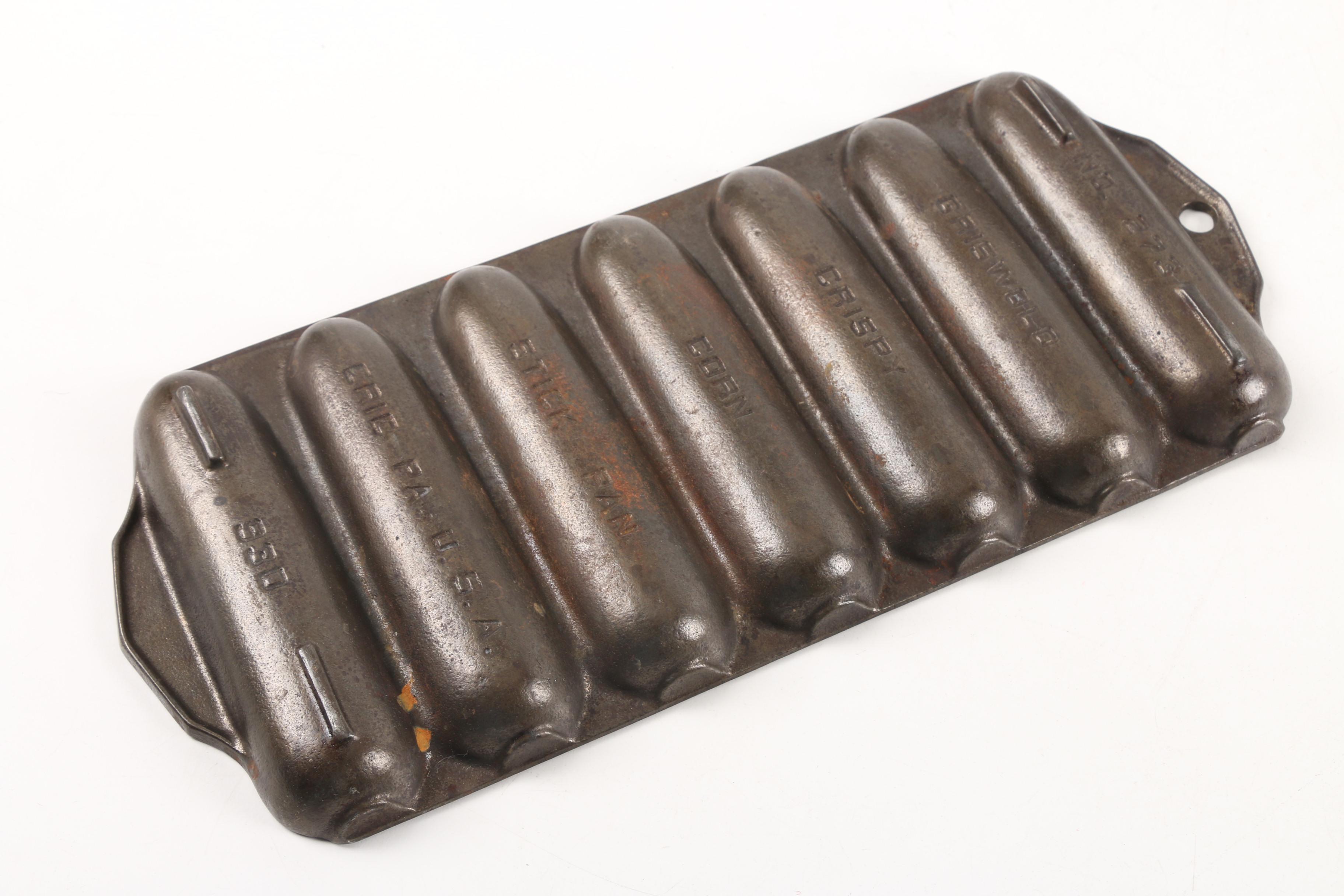 Vintage Cast Iron Griswold Corn Stick Pan and Duck Boot Scraper Door Stop