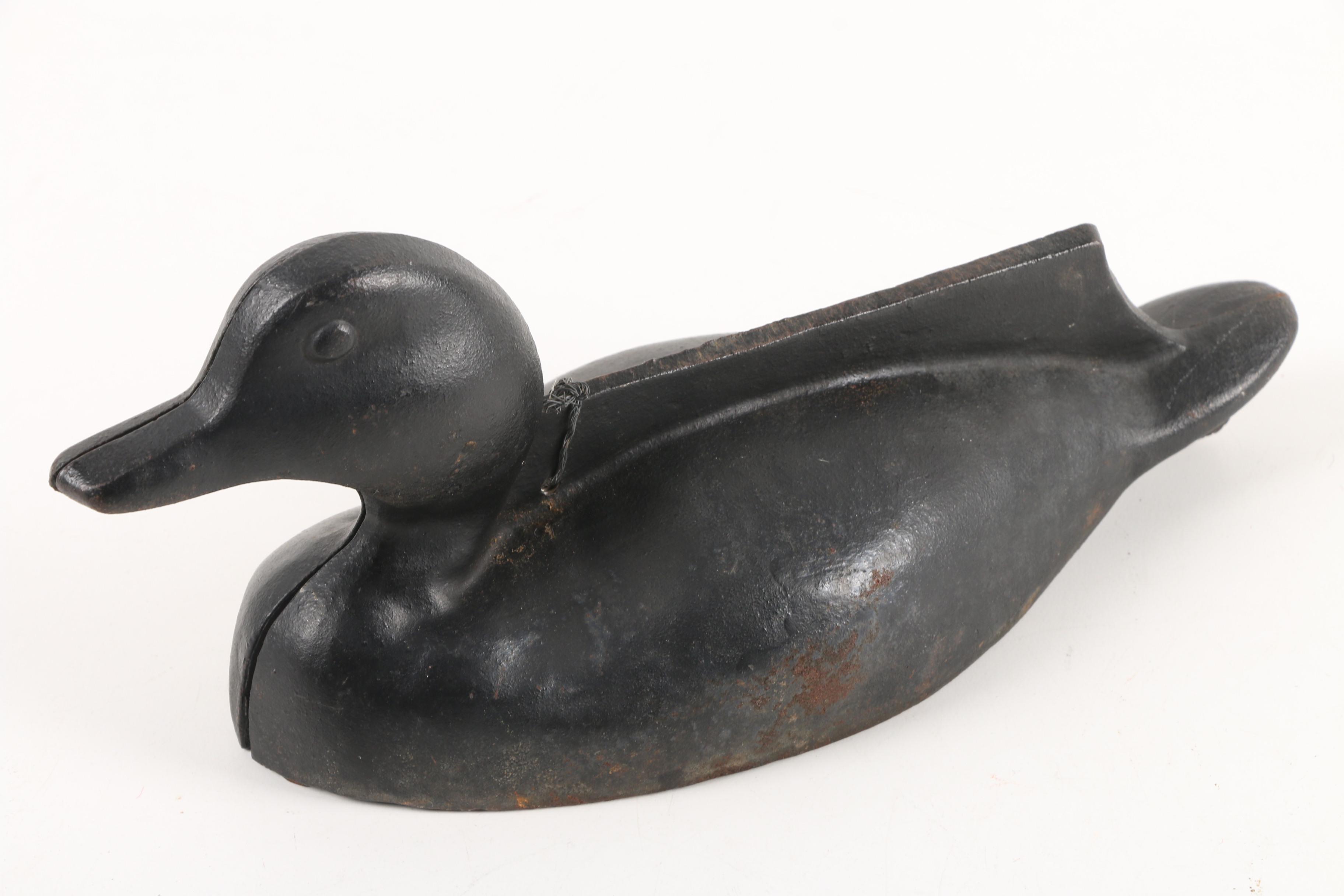 Vintage Cast Iron Griswold Corn Stick Pan and Duck Boot Scraper Door Stop