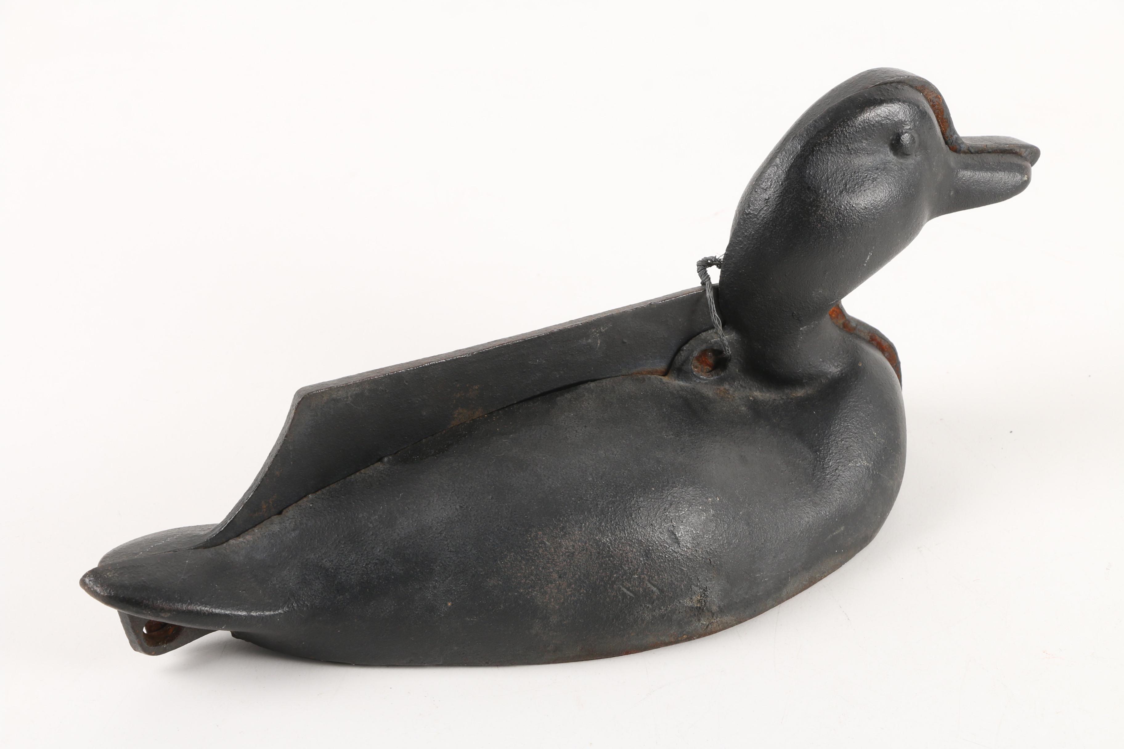 Vintage Cast Iron Griswold Corn Stick Pan and Duck Boot Scraper Door Stop