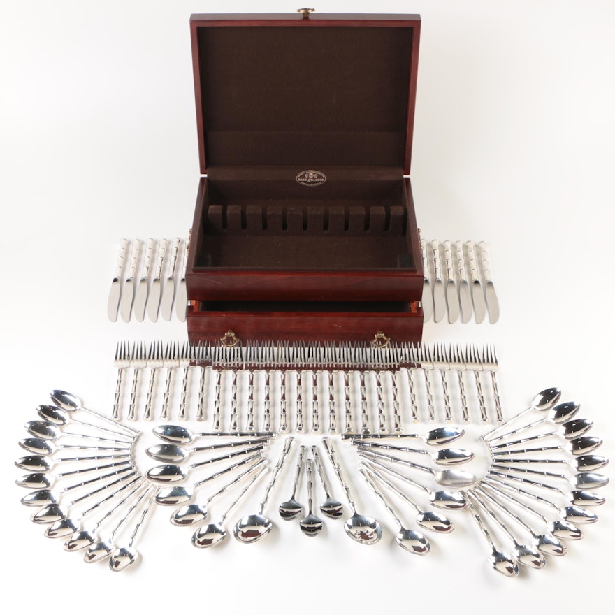 Towle Silversmiths "Mandarin" Sterling Flatware Set with Wooden Chest