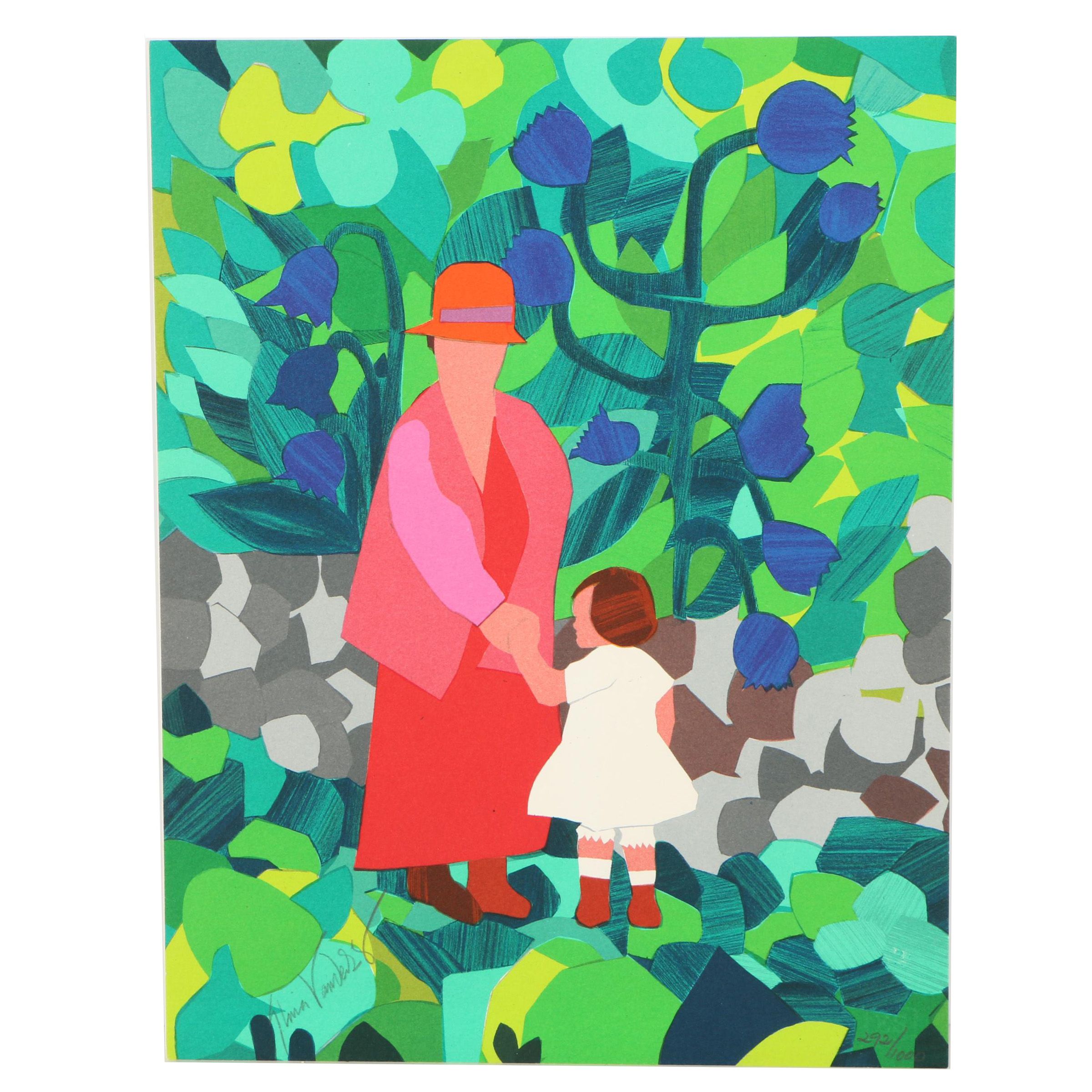 Gloria Vanderbilt Lithograph "Mother and Child"