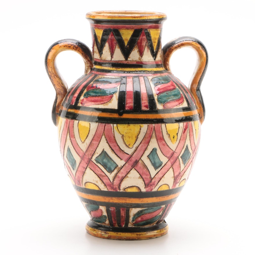 Italian Hand-Painted Art Pottery Vase