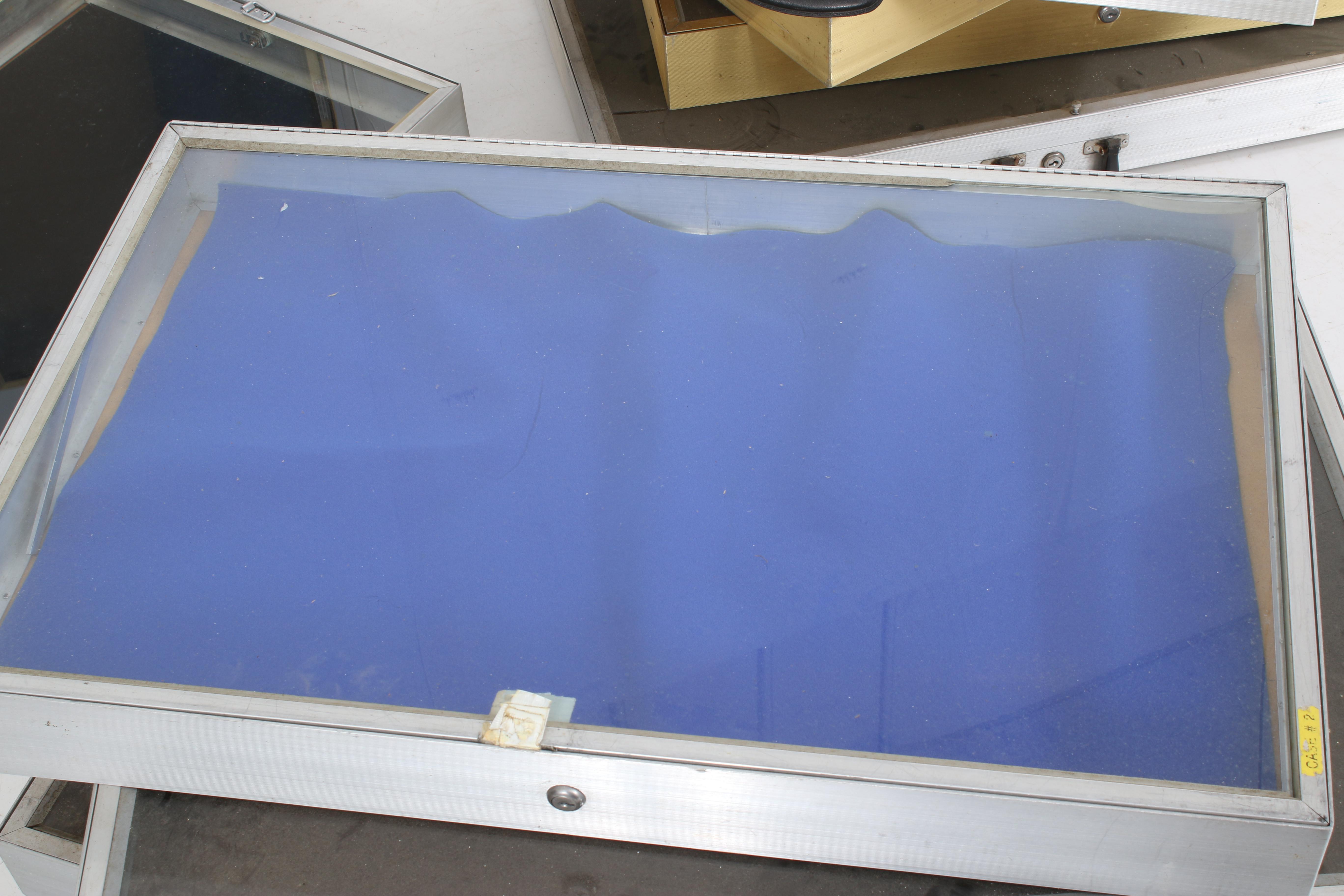 Ten Portable Table Top Cases with Hinged Glass Tops