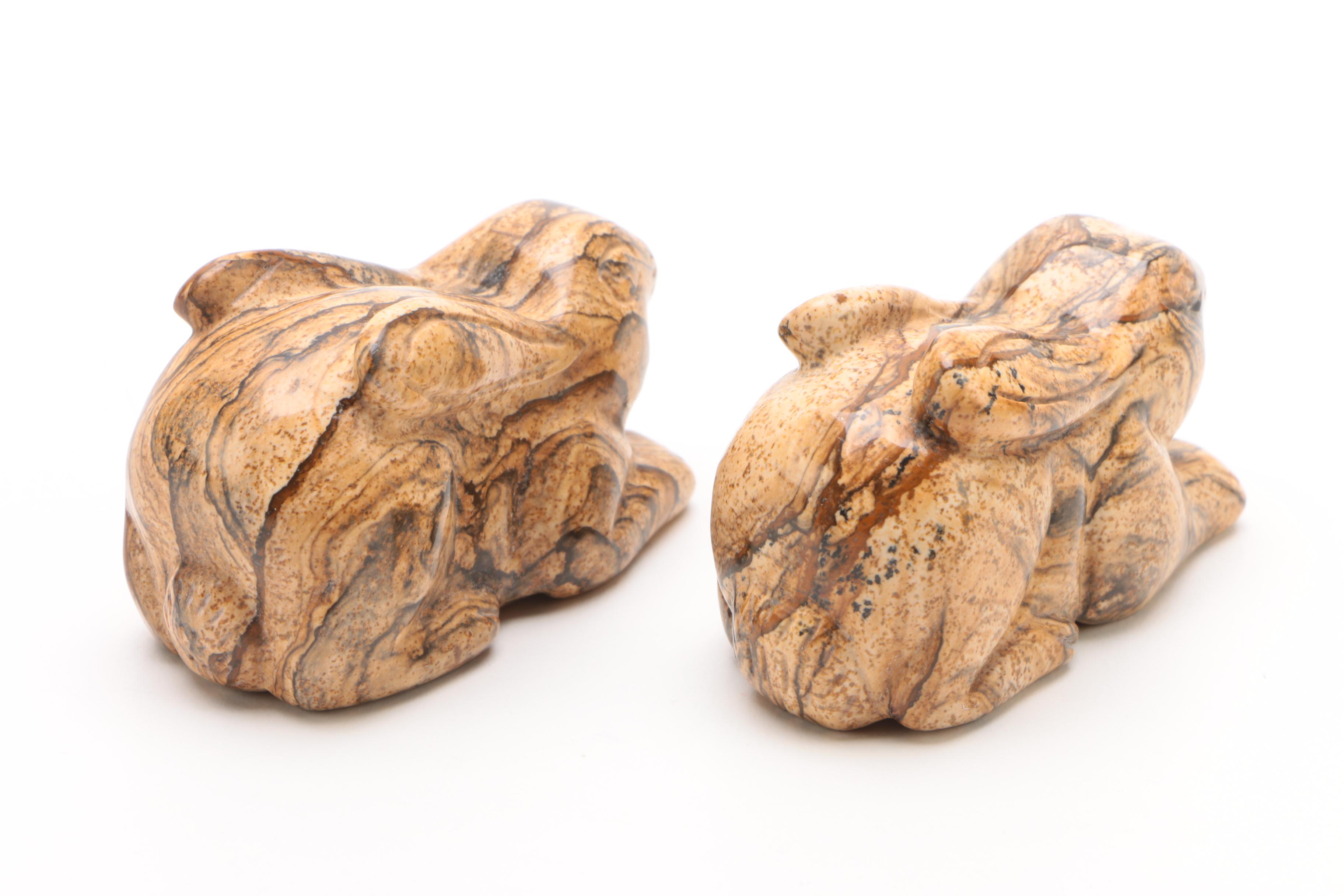 Carved Jasper Rabbit Figurines