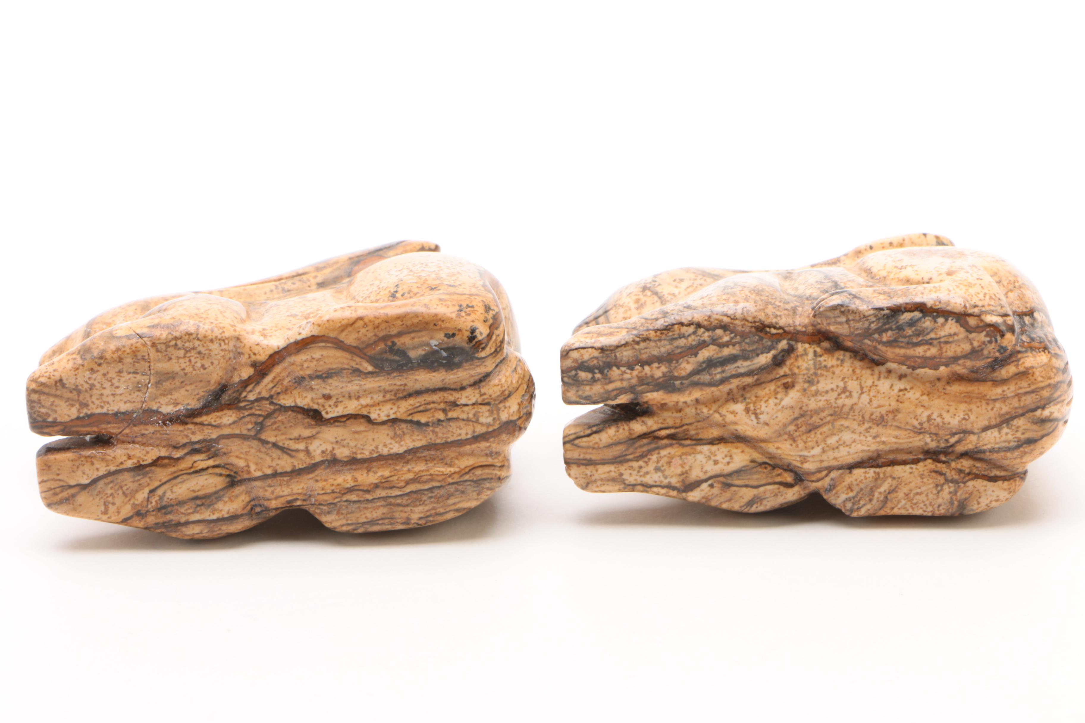 Carved Jasper Rabbit Figurines