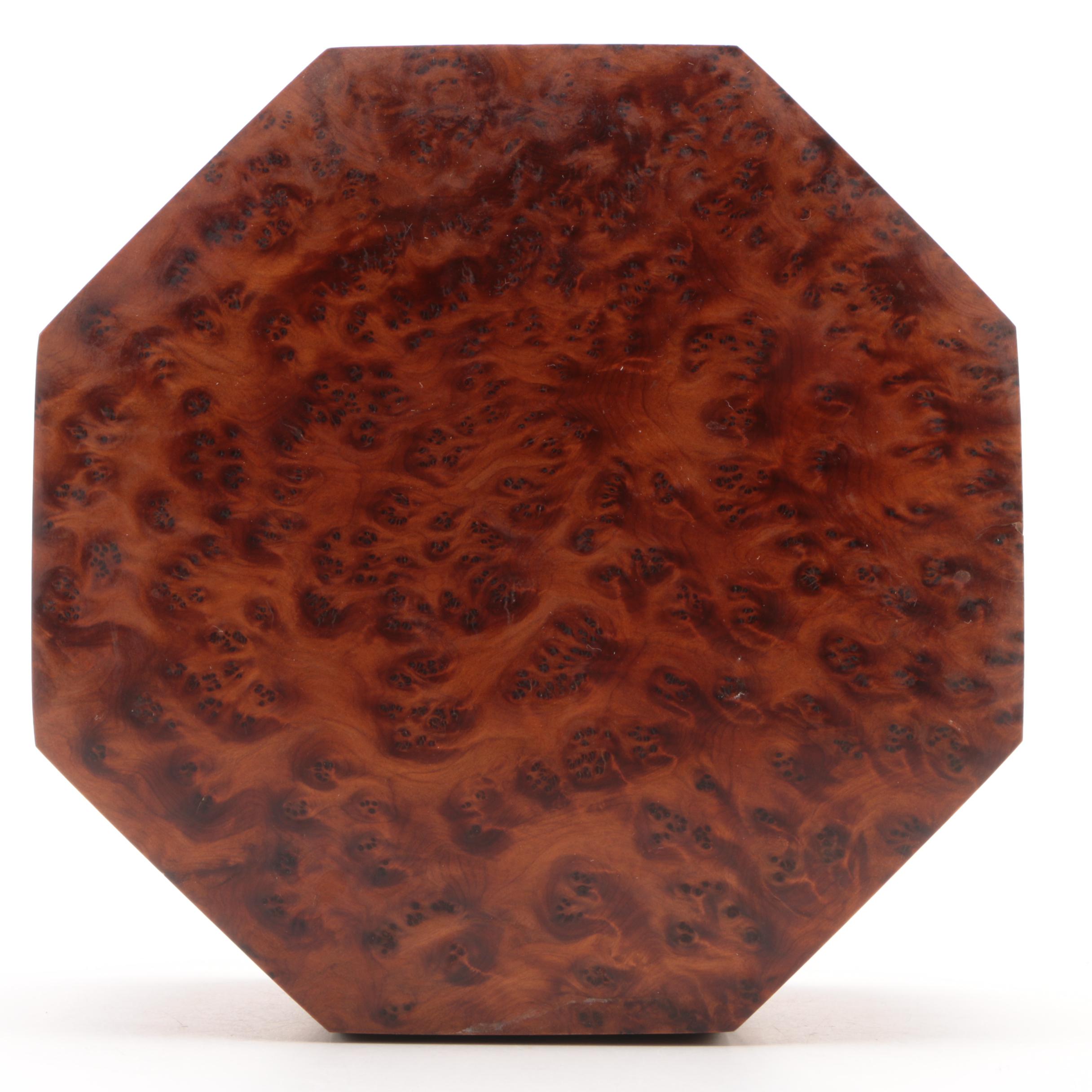 Vintage Burl Wood Octagonal Hinged Storage Box