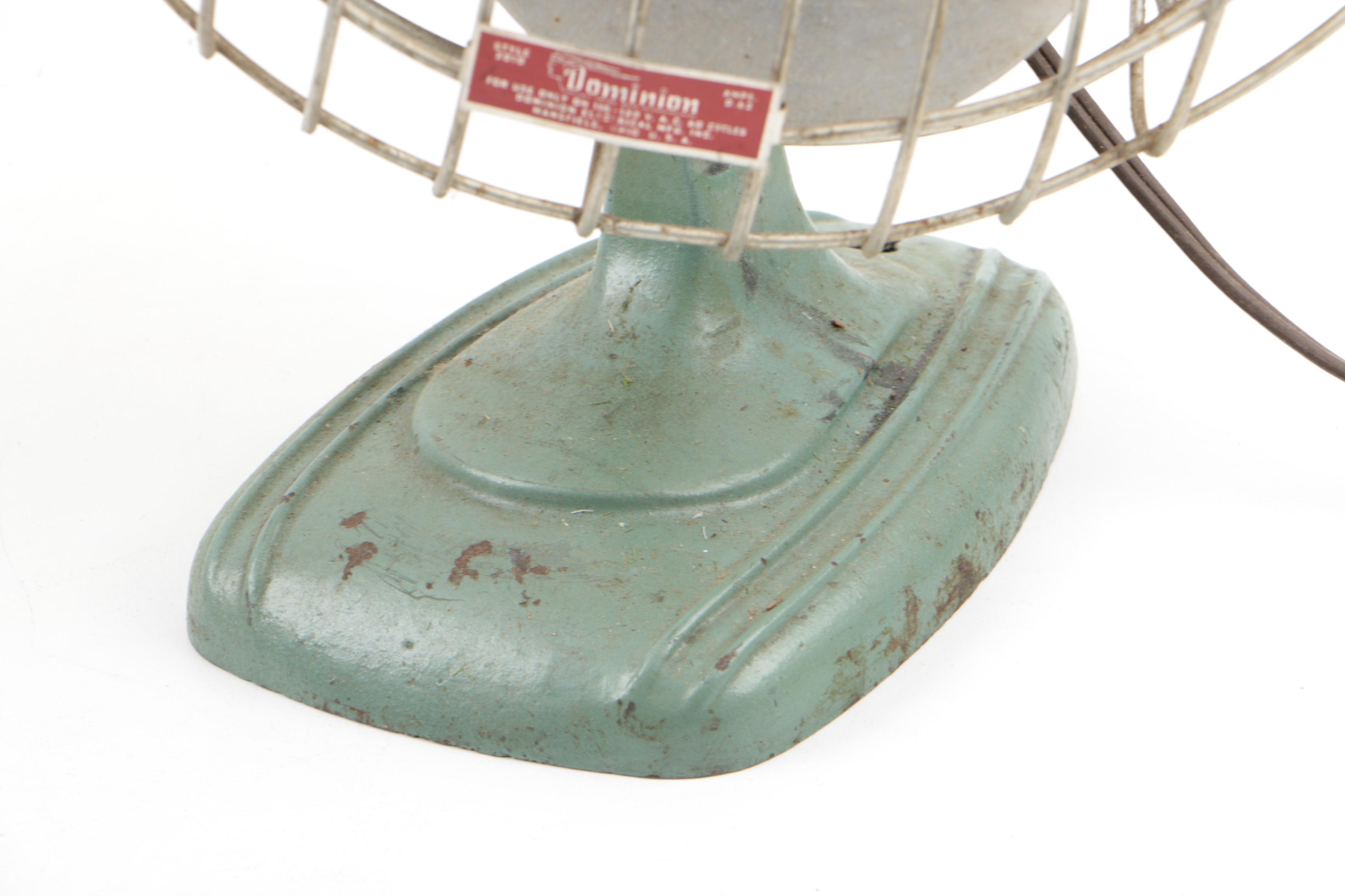 Vintage Dominion Fan and Circa 1900s Staats Two-Piece Cast Iron Money Changer