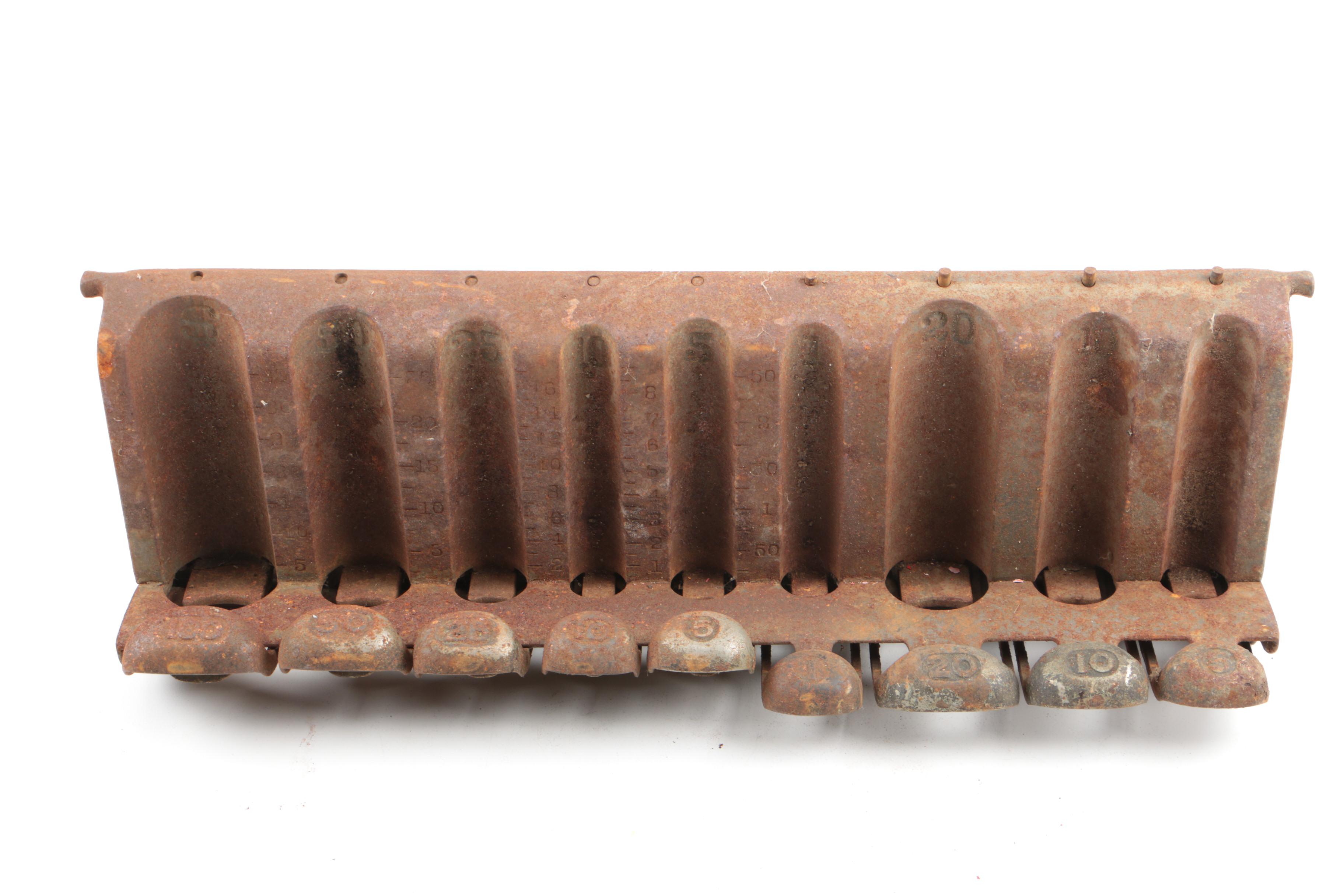 Vintage Dominion Fan and Circa 1900s Staats Two-Piece Cast Iron Money Changer