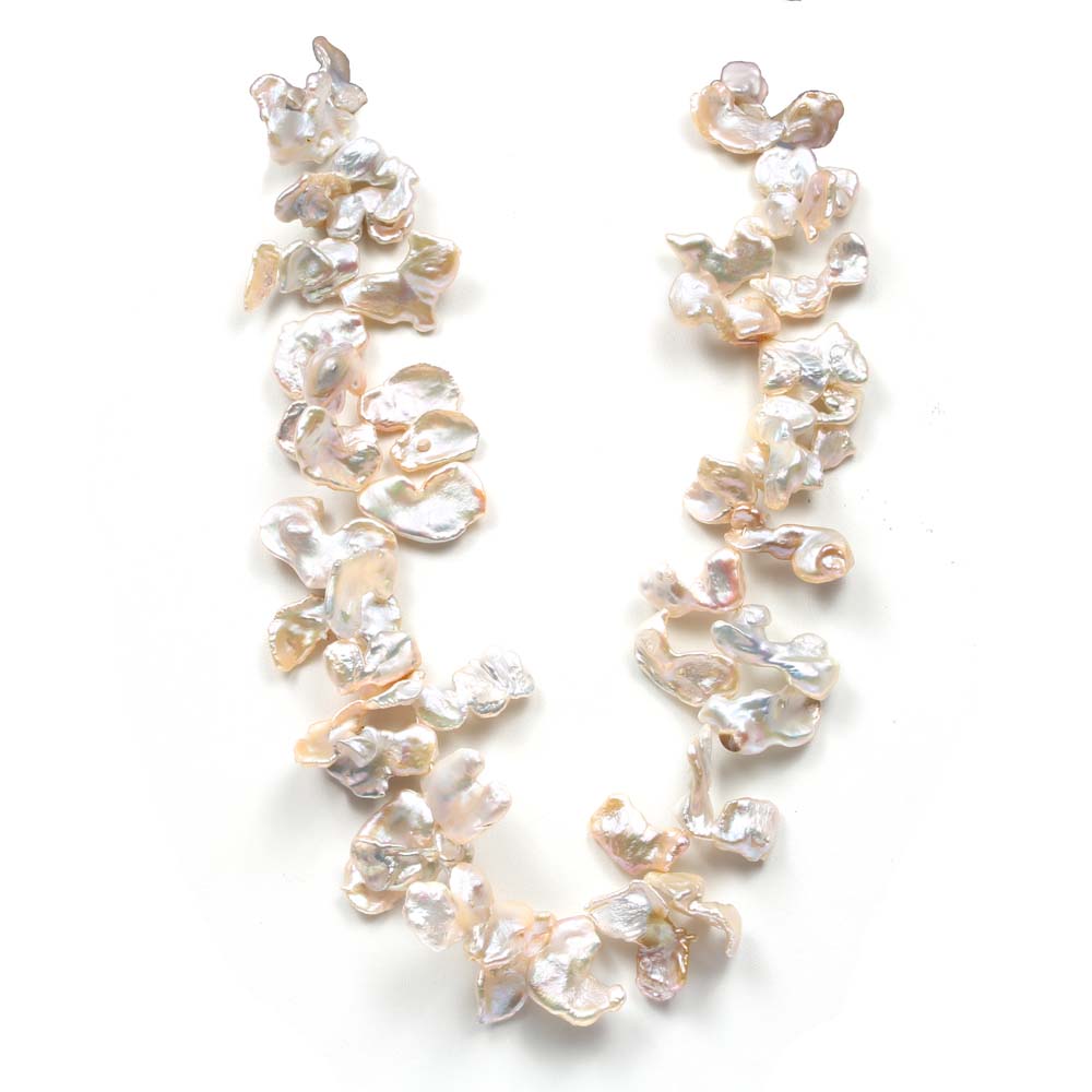 14K Yellow Gold and Keshi Petal Pearl Necklace