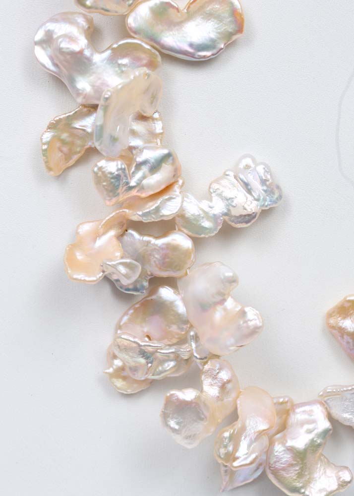 14K Yellow Gold and Keshi Petal Pearl Necklace