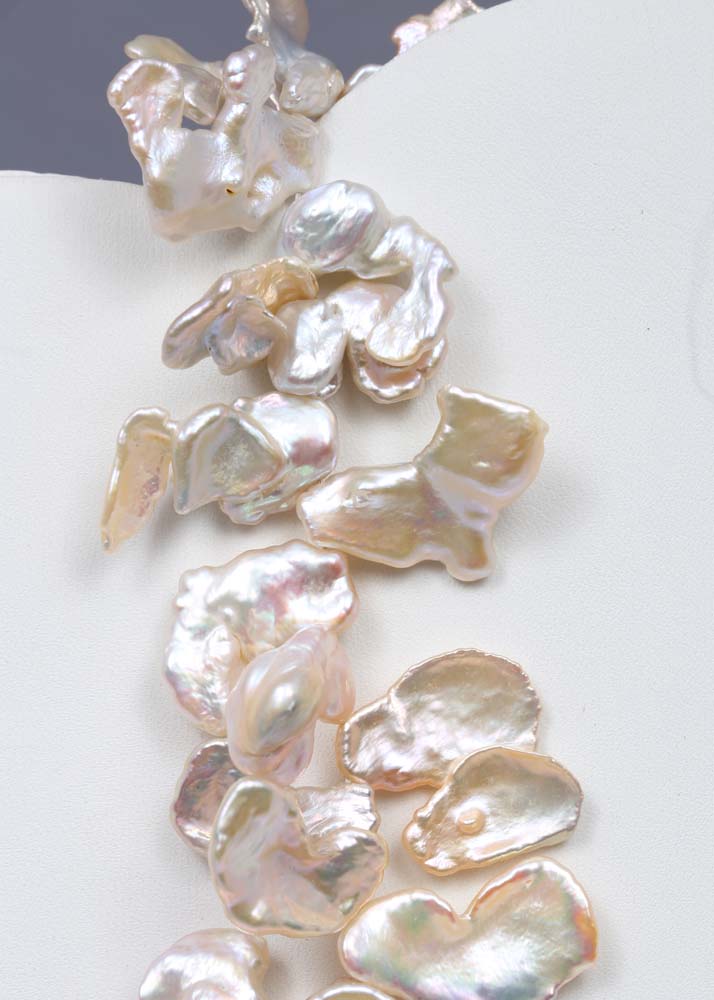 14K Yellow Gold and Keshi Petal Pearl Necklace