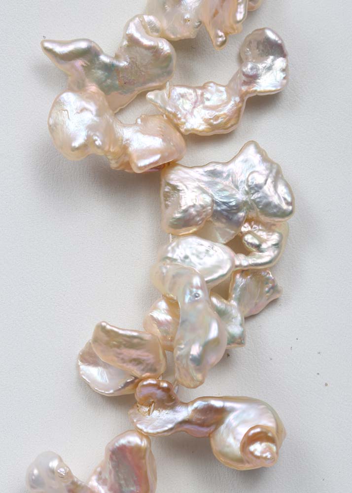 14K Yellow Gold and Keshi Petal Pearl Necklace