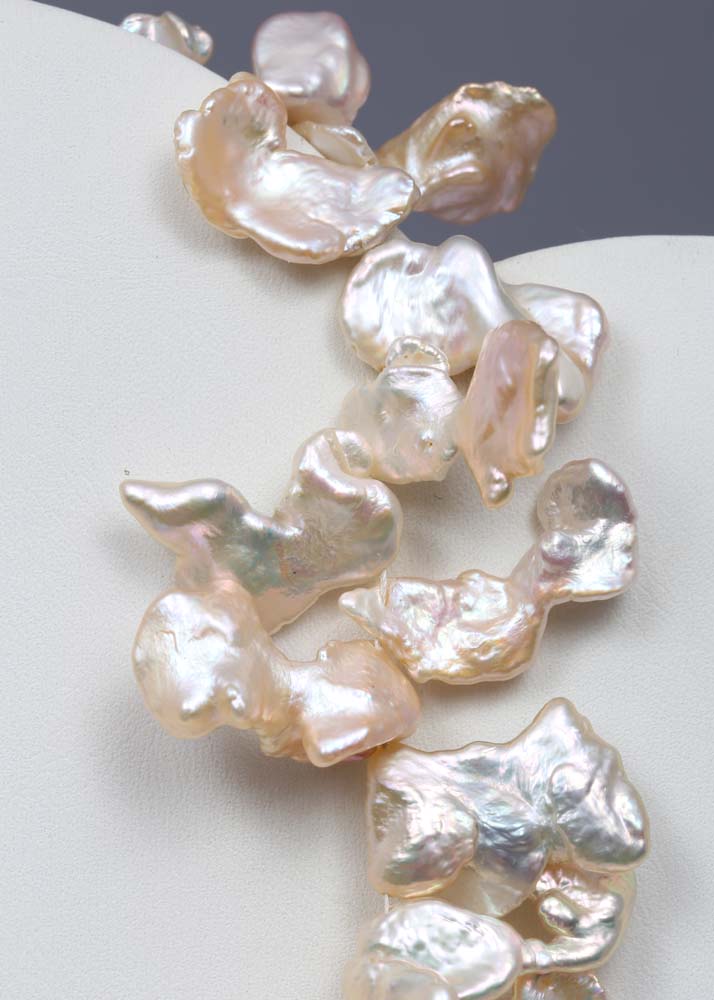 14K Yellow Gold and Keshi Petal Pearl Necklace