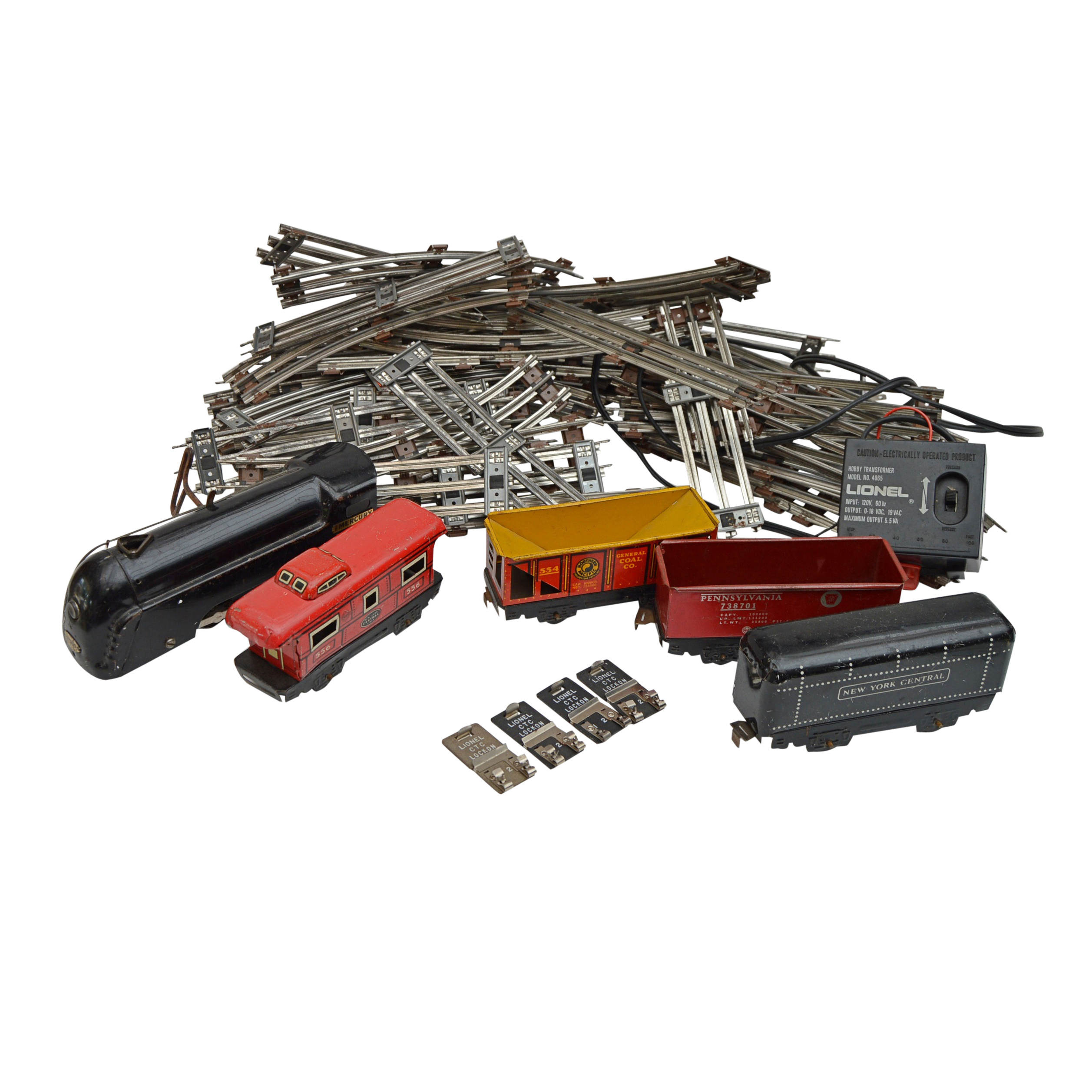 Vintage Model Train Cars with Tracks and Accessories